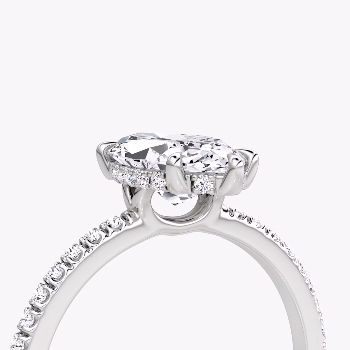 The Signature 6 Prong | Marquise | Platinum | bandAccent: Pavé | bandWidth: standard | hiddenHalo: yes | diamondOrientation: vertical | caratWeight: other