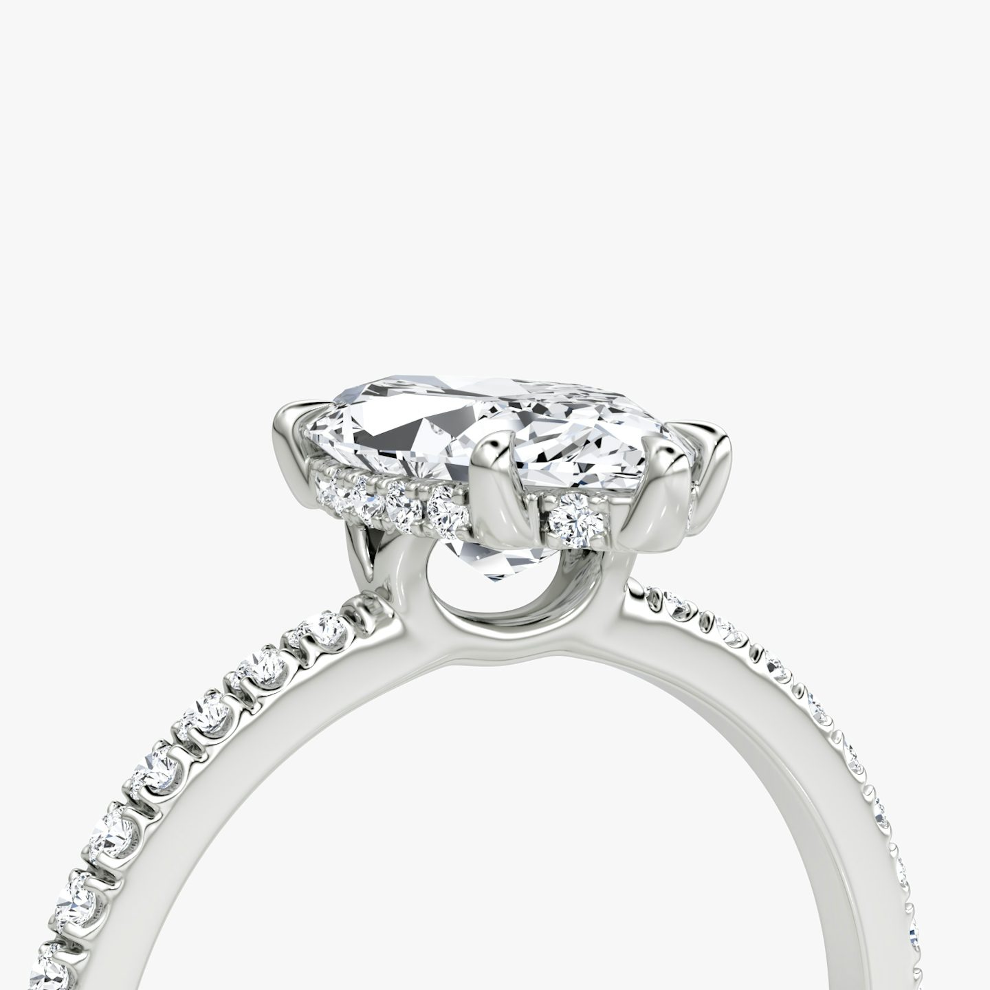 The Signature 6 Prong | Marquise | Platinum | bandAccent: Pavé | bandWidth: standard | hiddenHalo: yes | diamondOrientation: vertical | caratWeight: other