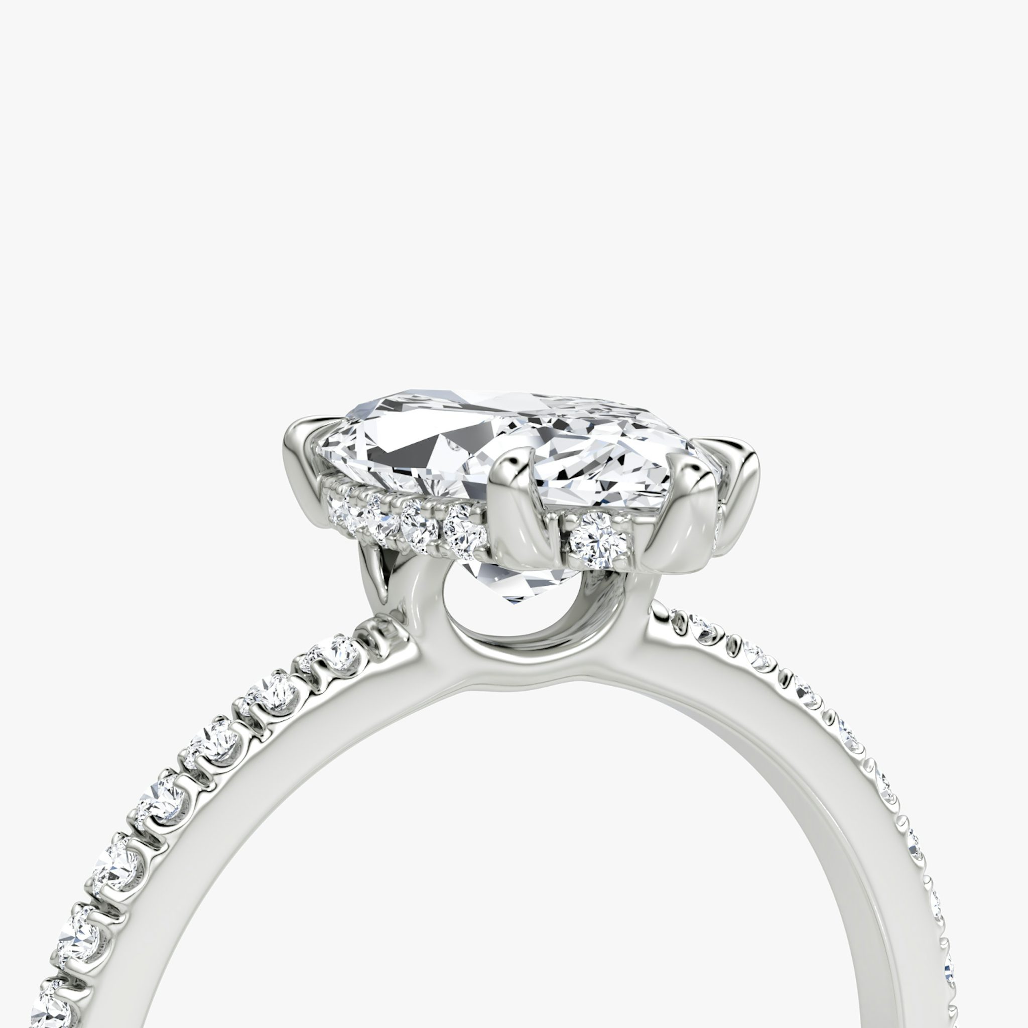 The Signature 6 Prong | Marquise | 18k | White Gold | bandAccent: Pavé | bandWidth: standard | hiddenHalo: yes | diamondOrientation: vertical | caratWeight: other