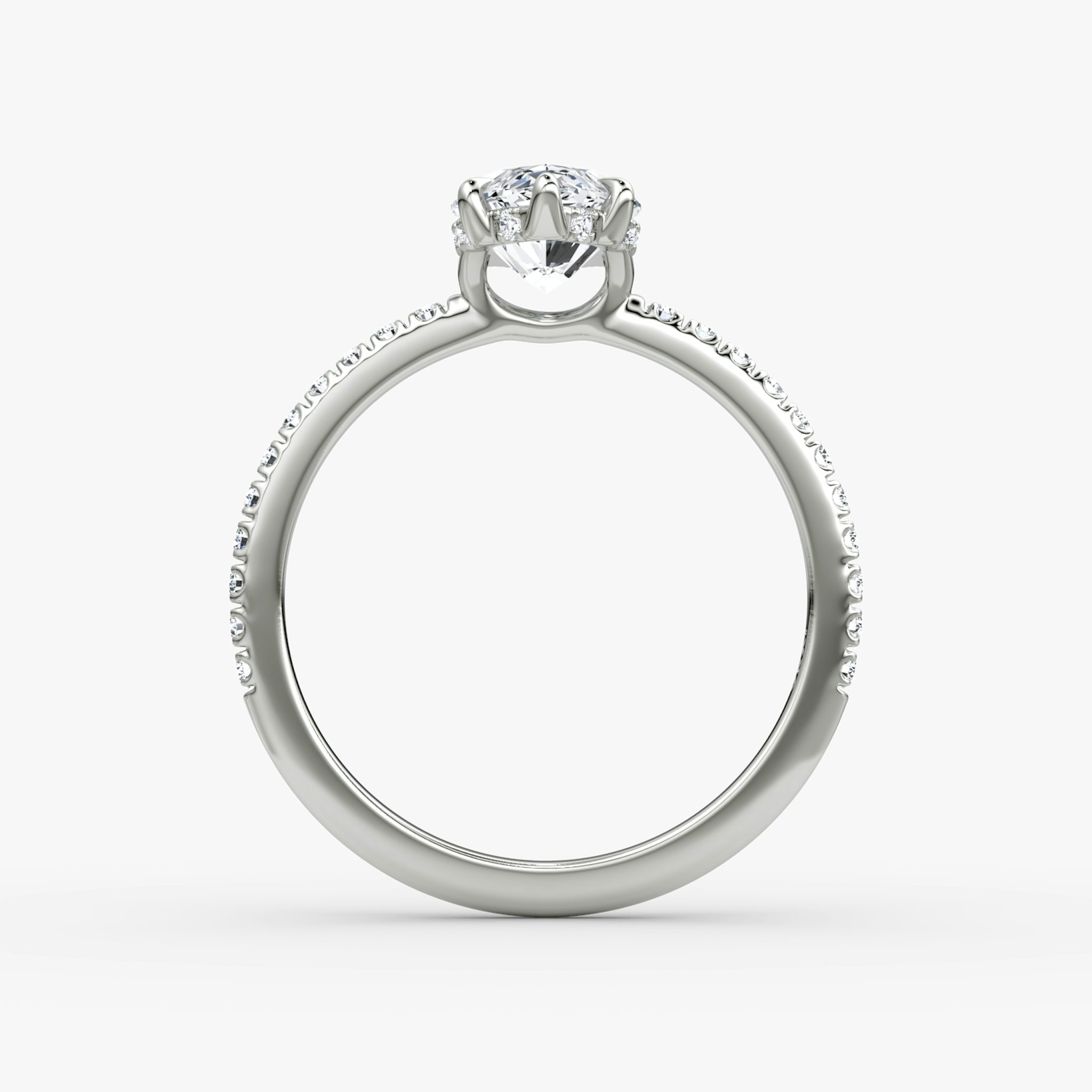 The Signature 6 Prong | Marquise | 18k | White Gold | bandAccent: Pavé | bandWidth: standard | hiddenHalo: yes | diamondOrientation: vertical | caratWeight: other