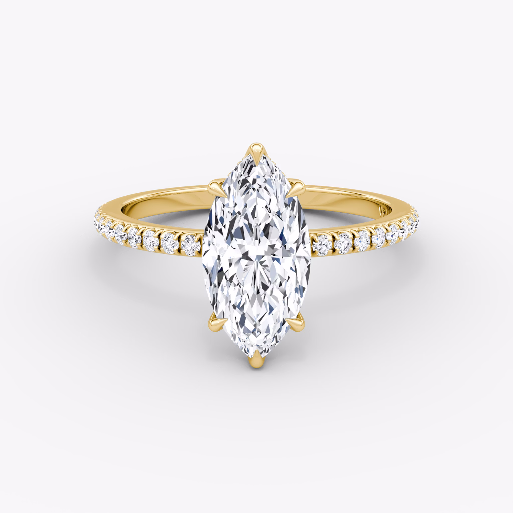 The Signature 6 Prong | Marquise | 18k | Yellow Gold | bandAccent: Pavé | bandWidth: standard | hiddenHalo: yes | diamondOrientation: vertical | caratWeight: other
