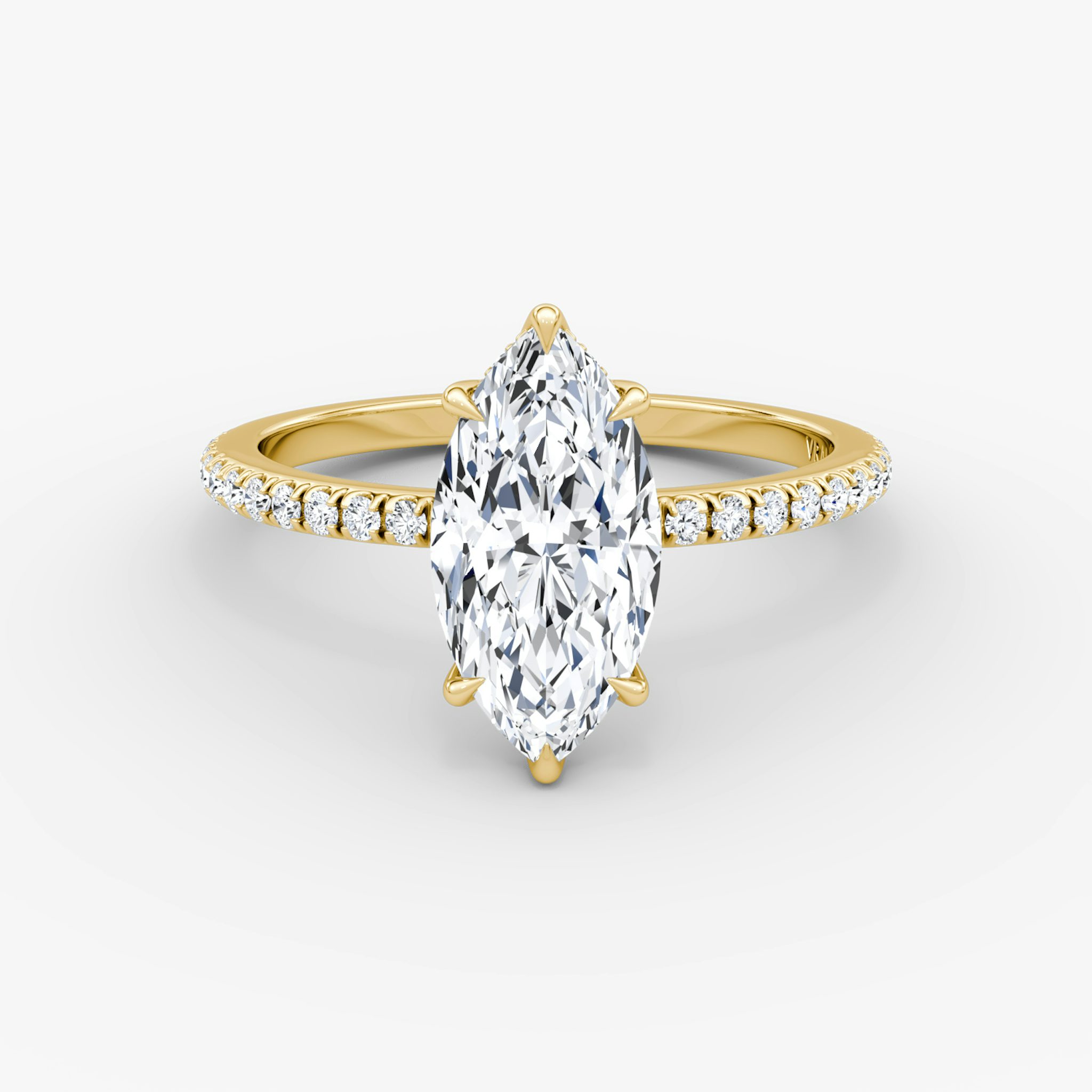 The Signature 6 Prong | Marquise | 18k | Yellow Gold | bandAccent: Pavé | bandWidth: standard | hiddenHalo: yes | diamondOrientation: vertical | caratWeight: other