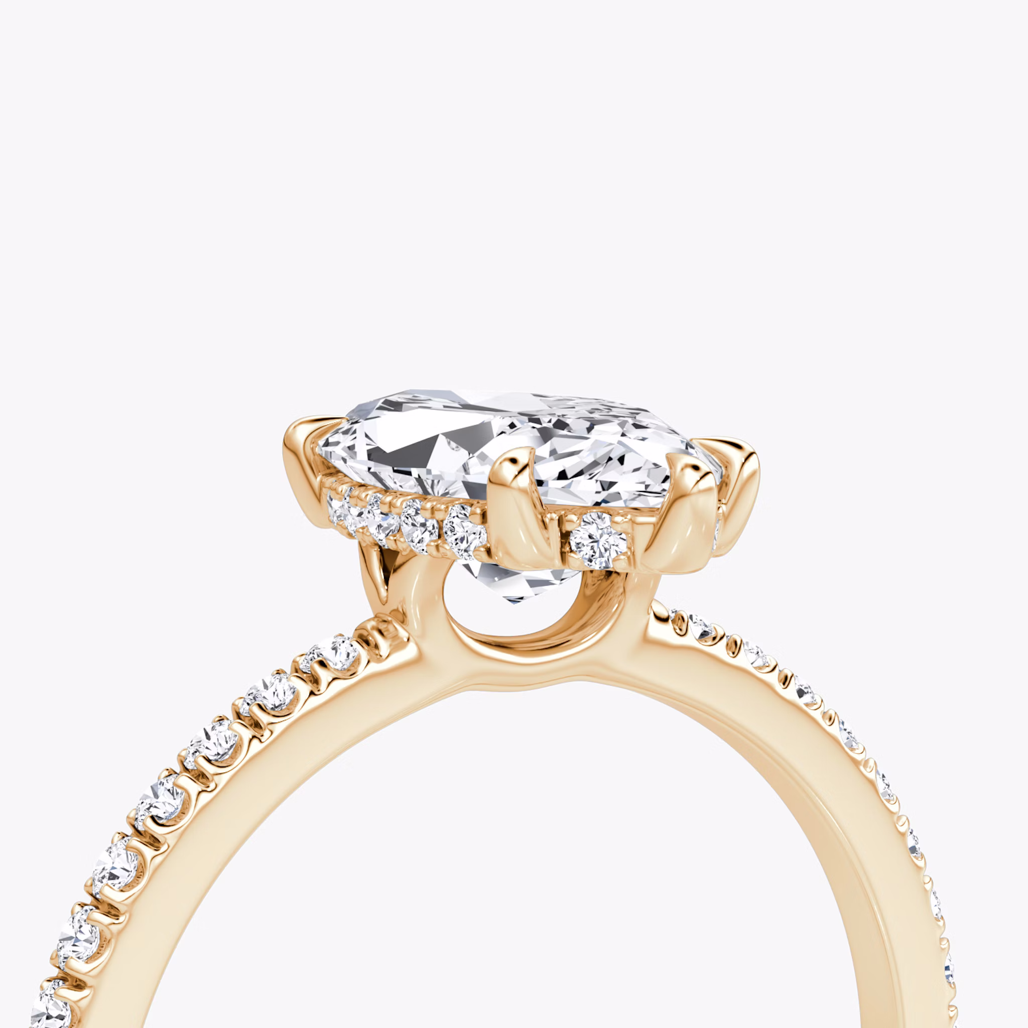 The Signature 6 Prong | Marquise | 14k | Rose Gold | bandAccent: Pavé | bandWidth: standard | hiddenHalo: yes | diamondOrientation: vertical | caratWeight: other