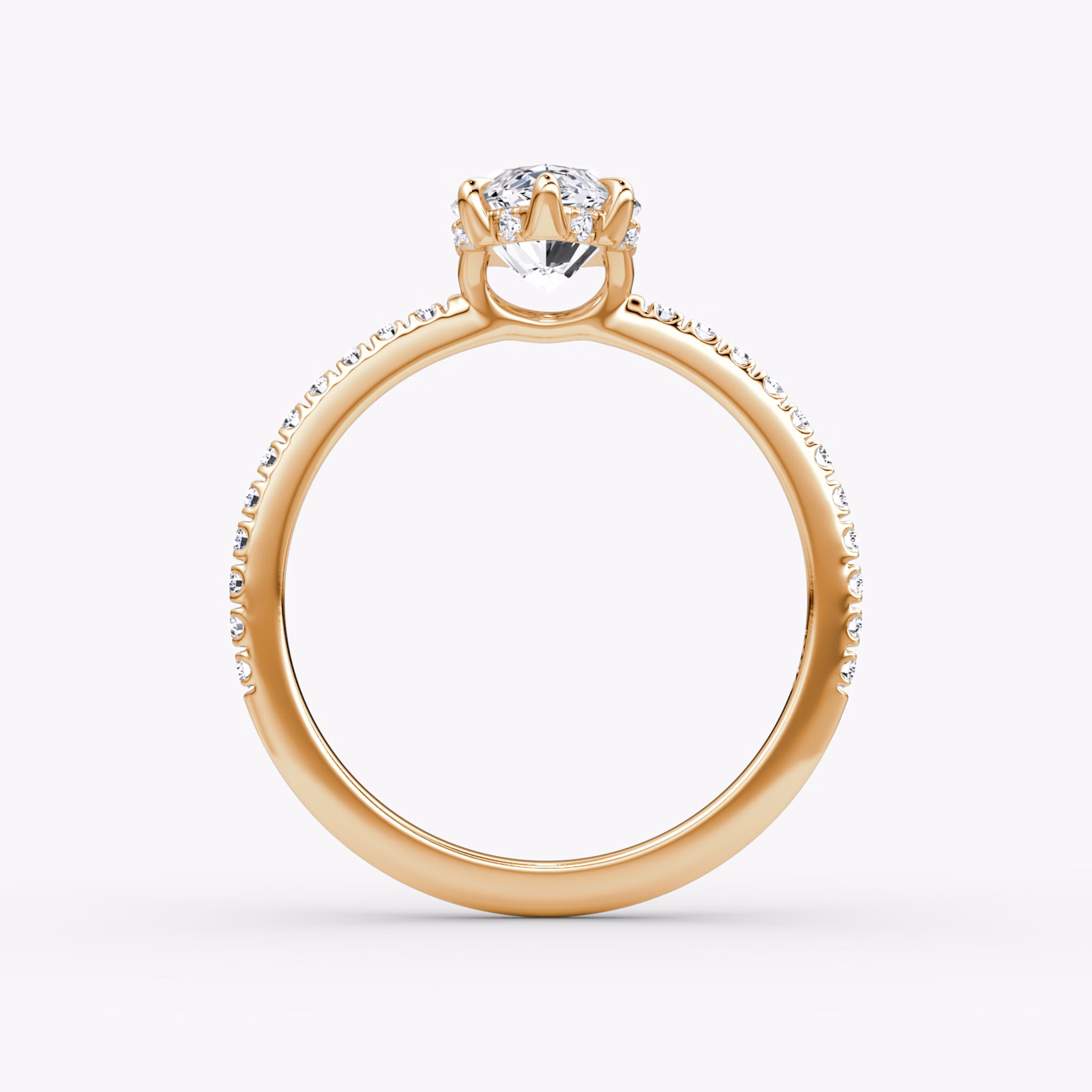 The Signature 6 Prong | Marquise | 14k | Rose Gold | bandAccent: Pavé | bandWidth: standard | hiddenHalo: yes | diamondOrientation: vertical | caratWeight: other