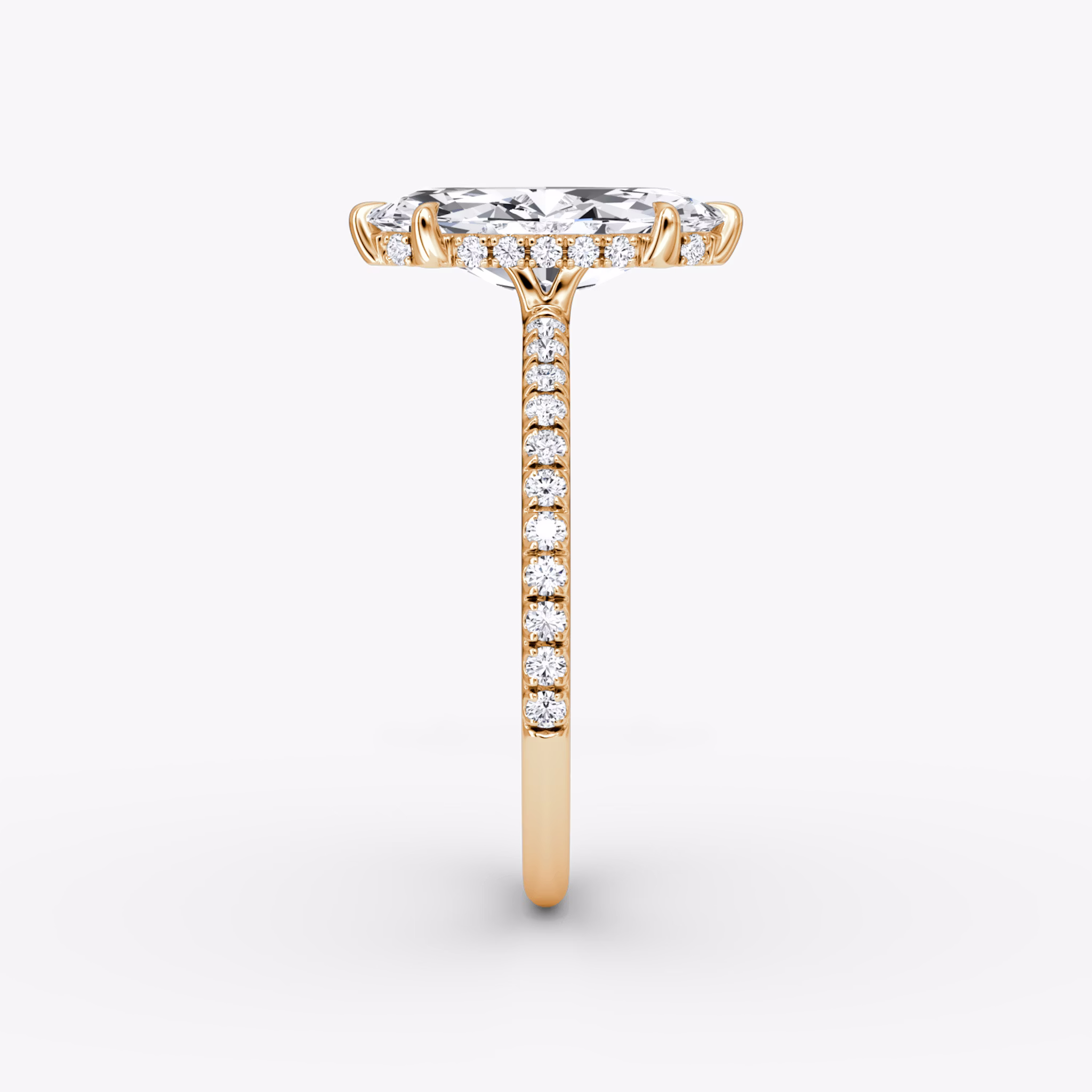 The Signature 6 Prong | Marquise | 14k | Rose Gold | bandAccent: Pavé | bandWidth: standard | hiddenHalo: yes | diamondOrientation: vertical | caratWeight: other