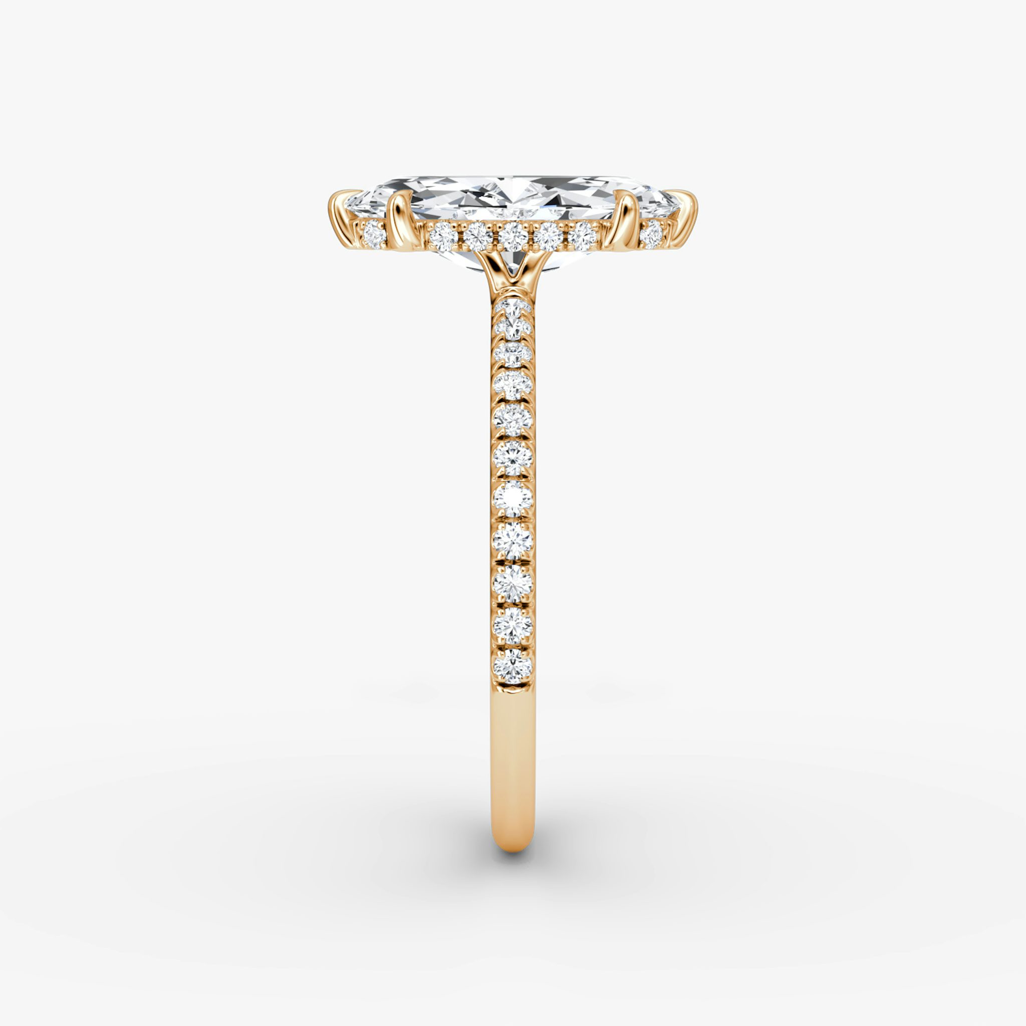 The Signature 6 Prong | Marquise | 14k | Rose Gold | bandAccent: Pavé | bandWidth: standard | hiddenHalo: yes | diamondOrientation: vertical | caratWeight: other