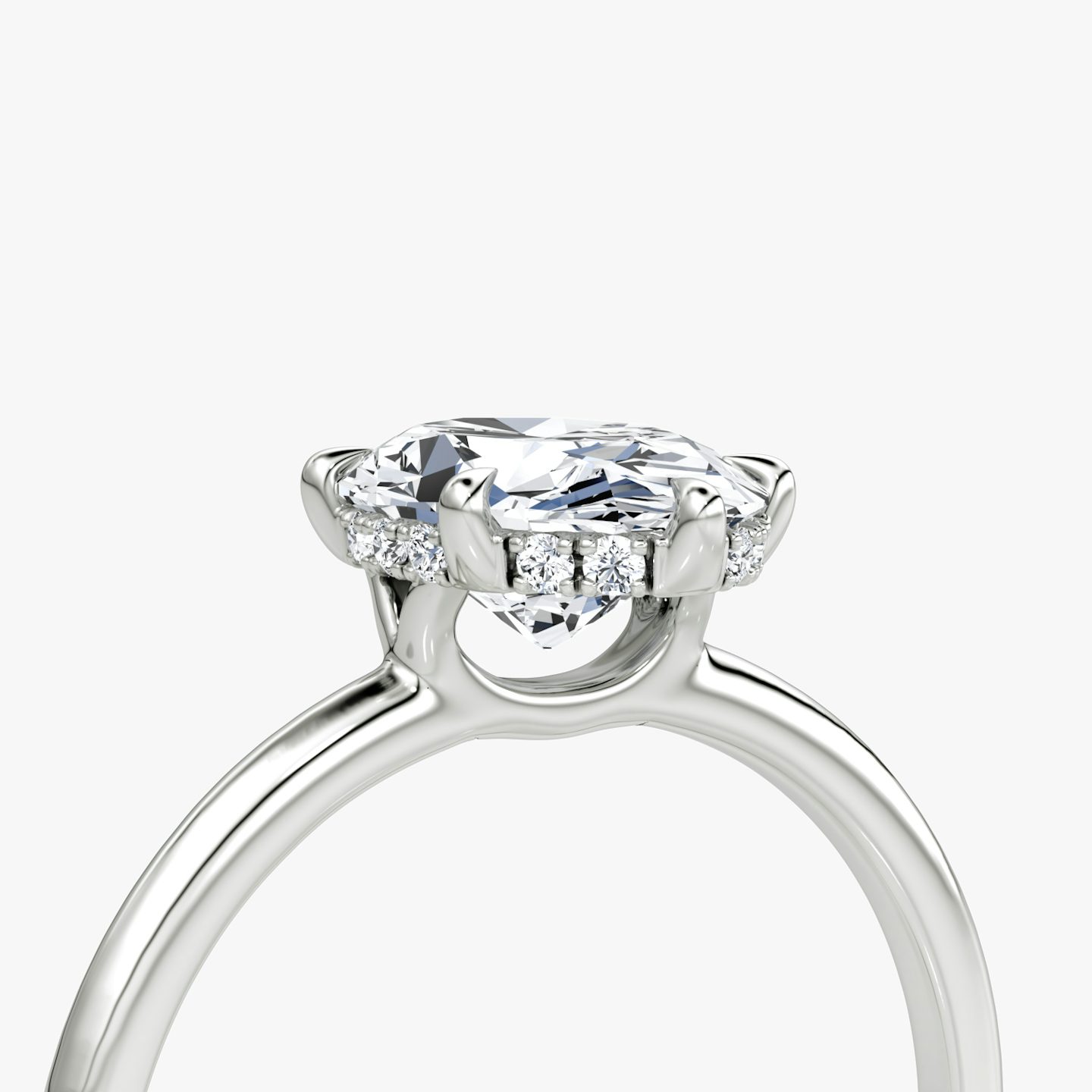 The Signature 6 Prong | Oval | 18k | White Gold | bandAccent: Plain | bandWidth: standard | hiddenHalo: yes | diamondOrientation: vertical | caratWeight: other