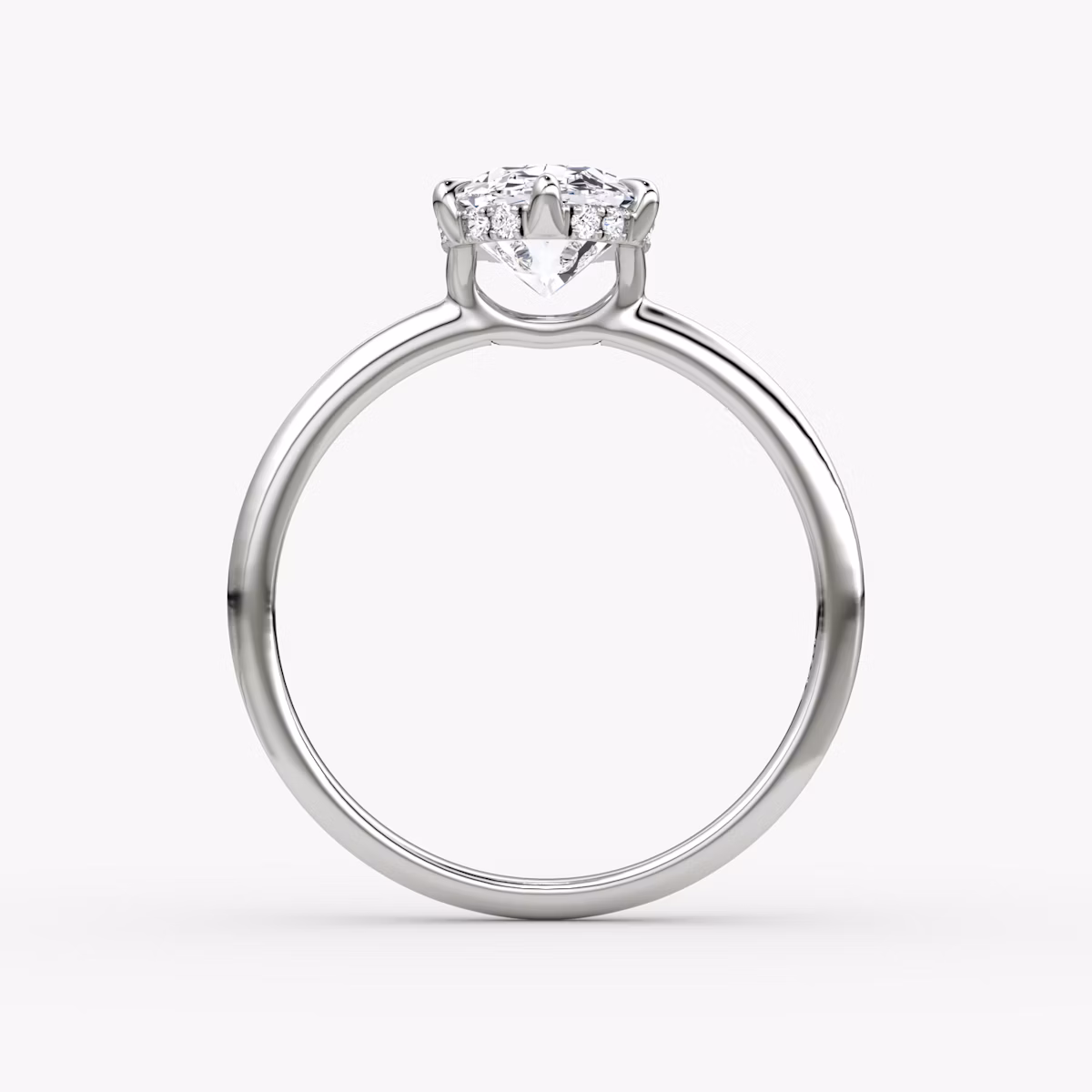 The Signature 6 Prong | Oval | Platinum | bandAccent: Plain | bandWidth: standard | hiddenHalo: yes | diamondOrientation: vertical | caratWeight: other