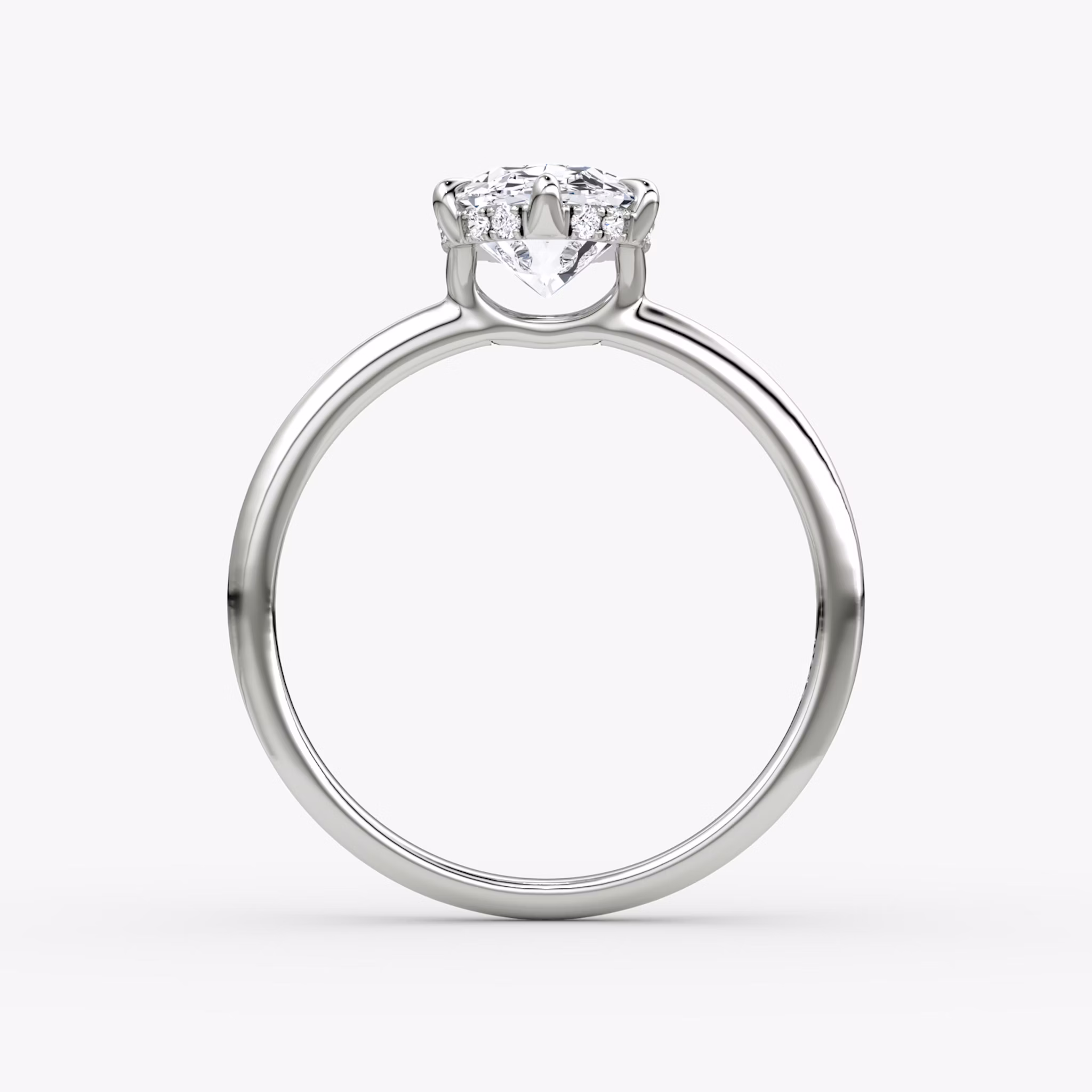 The Signature 6 Prong | Oval | Platinum | bandAccent: Plain | bandWidth: standard | hiddenHalo: yes | diamondOrientation: vertical | caratWeight: other