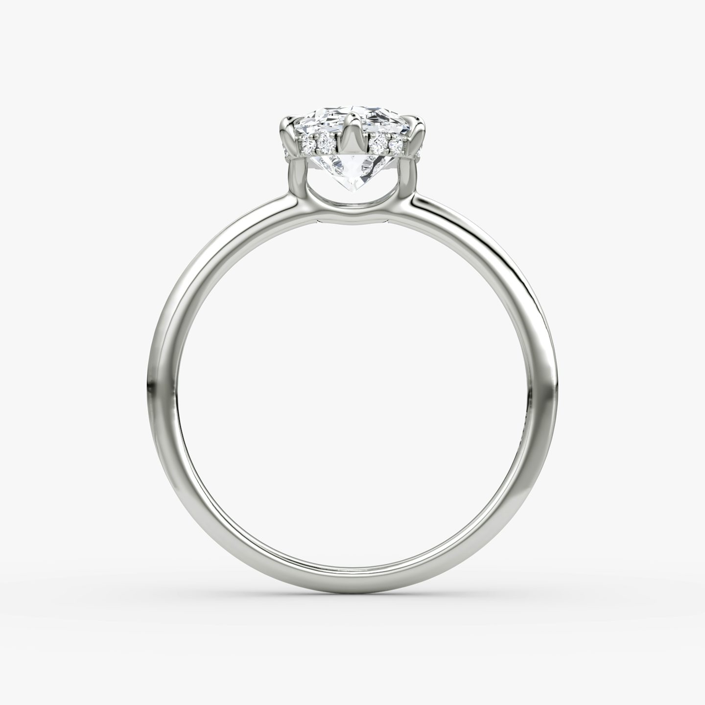 The Signature 6 Prong | Oval | 18k | White Gold | bandAccent: Plain | bandWidth: standard | hiddenHalo: yes | diamondOrientation: vertical | caratWeight: other