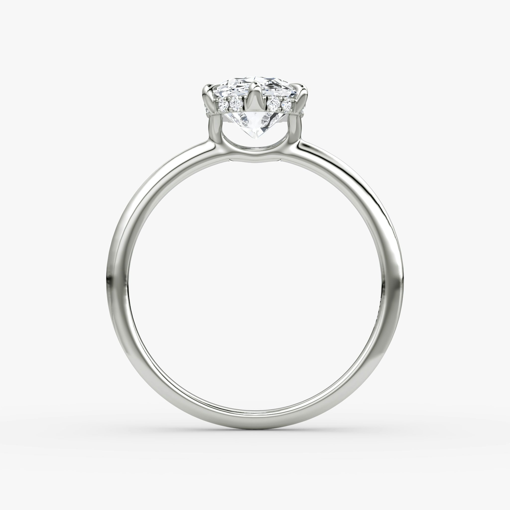 The Signature 6 Prong | Oval | Platinum | bandAccent: Plain | bandWidth: standard | hiddenHalo: yes | diamondOrientation: vertical | caratWeight: other