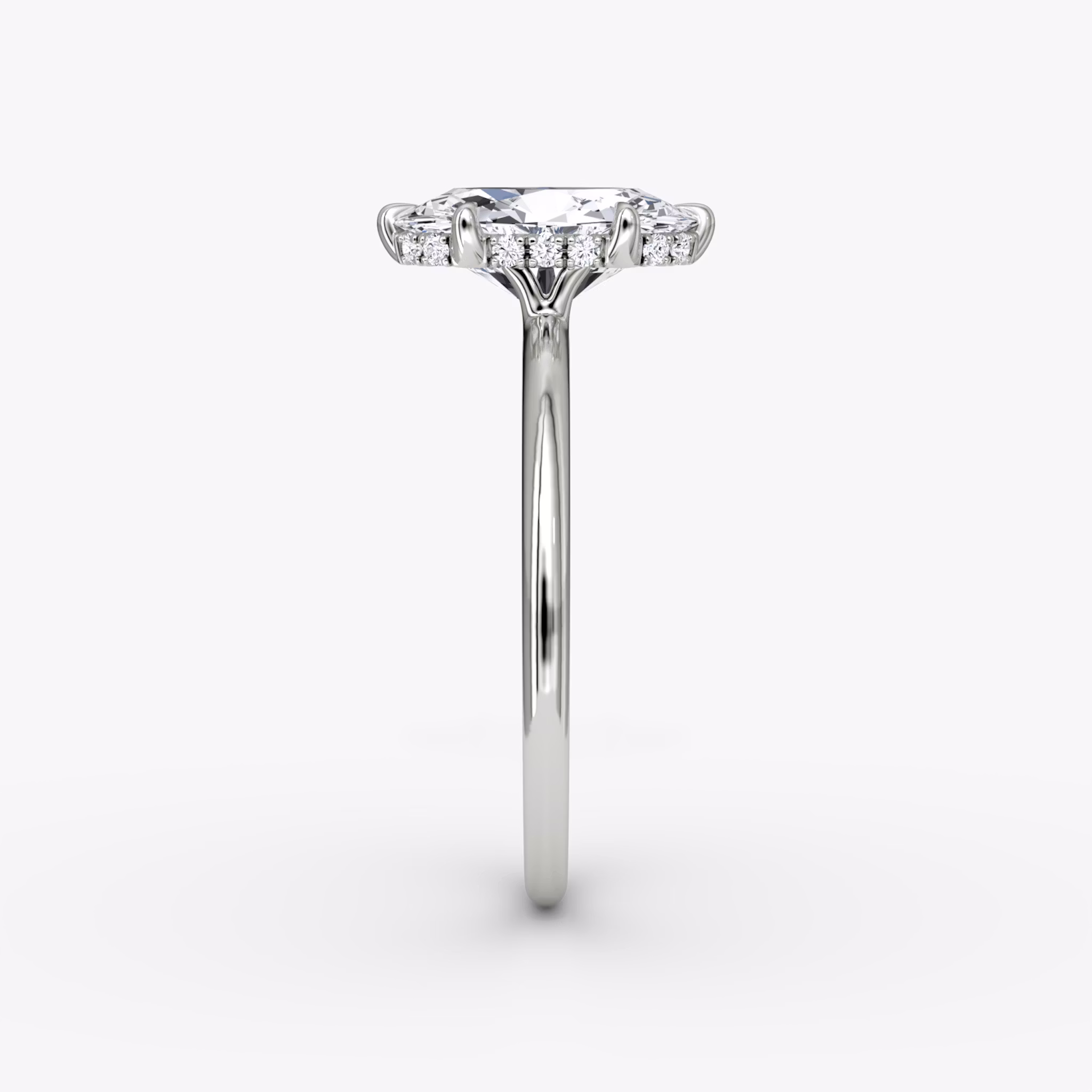 The Signature 6 Prong | Oval | Platinum | bandAccent: Plain | bandWidth: standard | hiddenHalo: yes | diamondOrientation: vertical | caratWeight: other