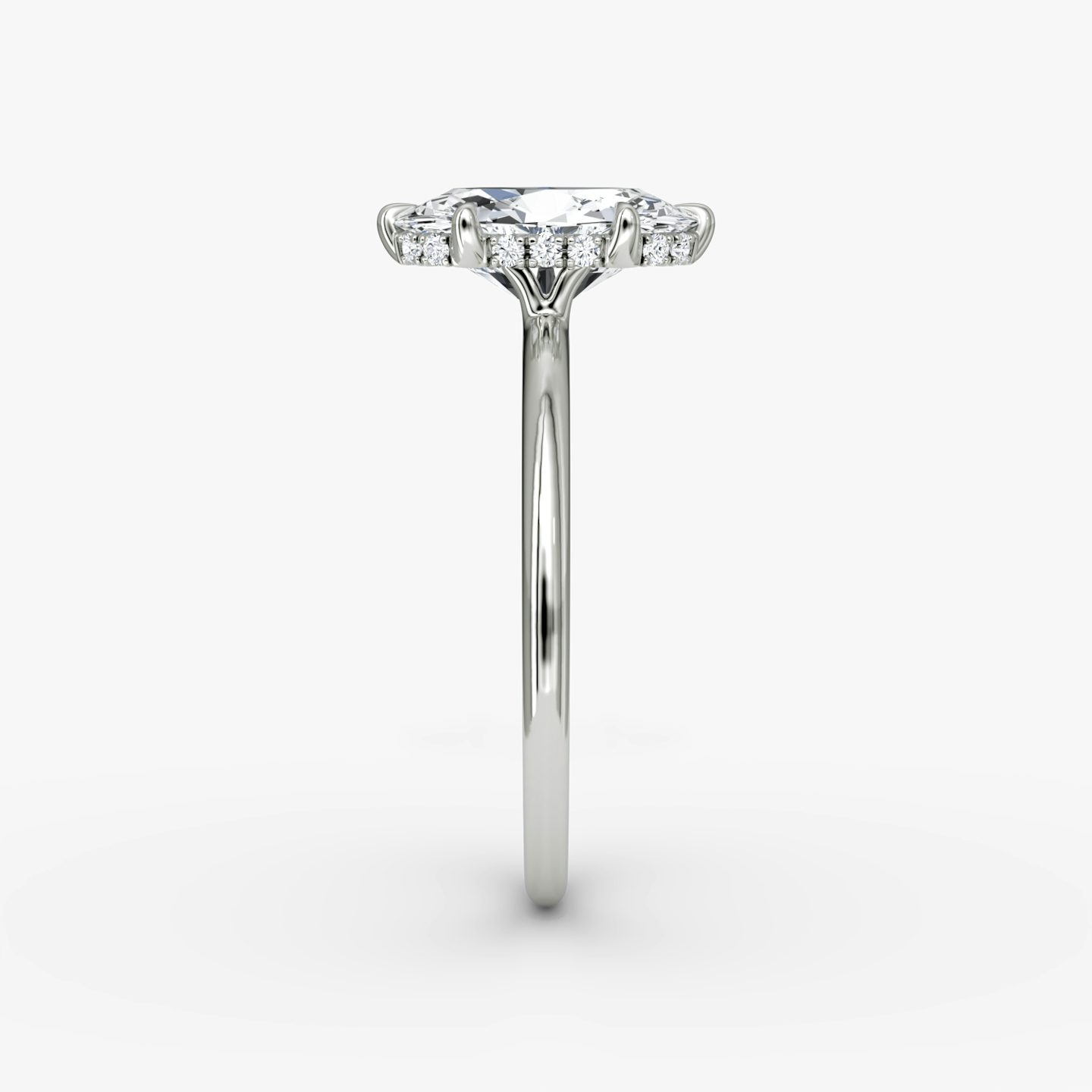 The Signature 6 Prong | Oval | 18k | White Gold | bandAccent: Plain | bandWidth: standard | hiddenHalo: yes | diamondOrientation: vertical | caratWeight: other