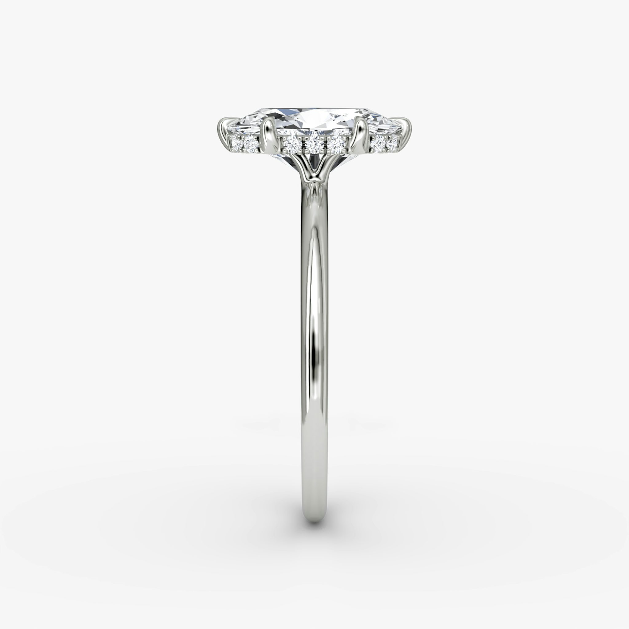 The Signature 6 Prong | Oval | Platinum | bandAccent: Plain | bandWidth: standard | hiddenHalo: yes | diamondOrientation: vertical | caratWeight: other