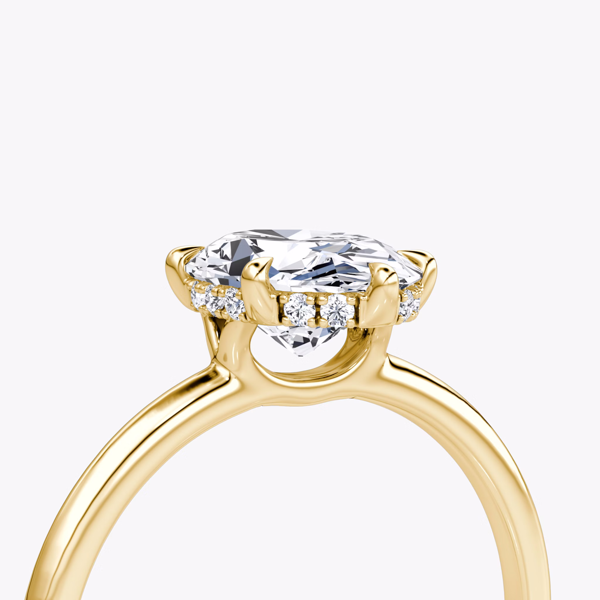 The Signature 6 Prong | Oval | 18k | Yellow Gold | bandAccent: Plain | bandWidth: standard | hiddenHalo: yes | diamondOrientation: vertical | caratWeight: other