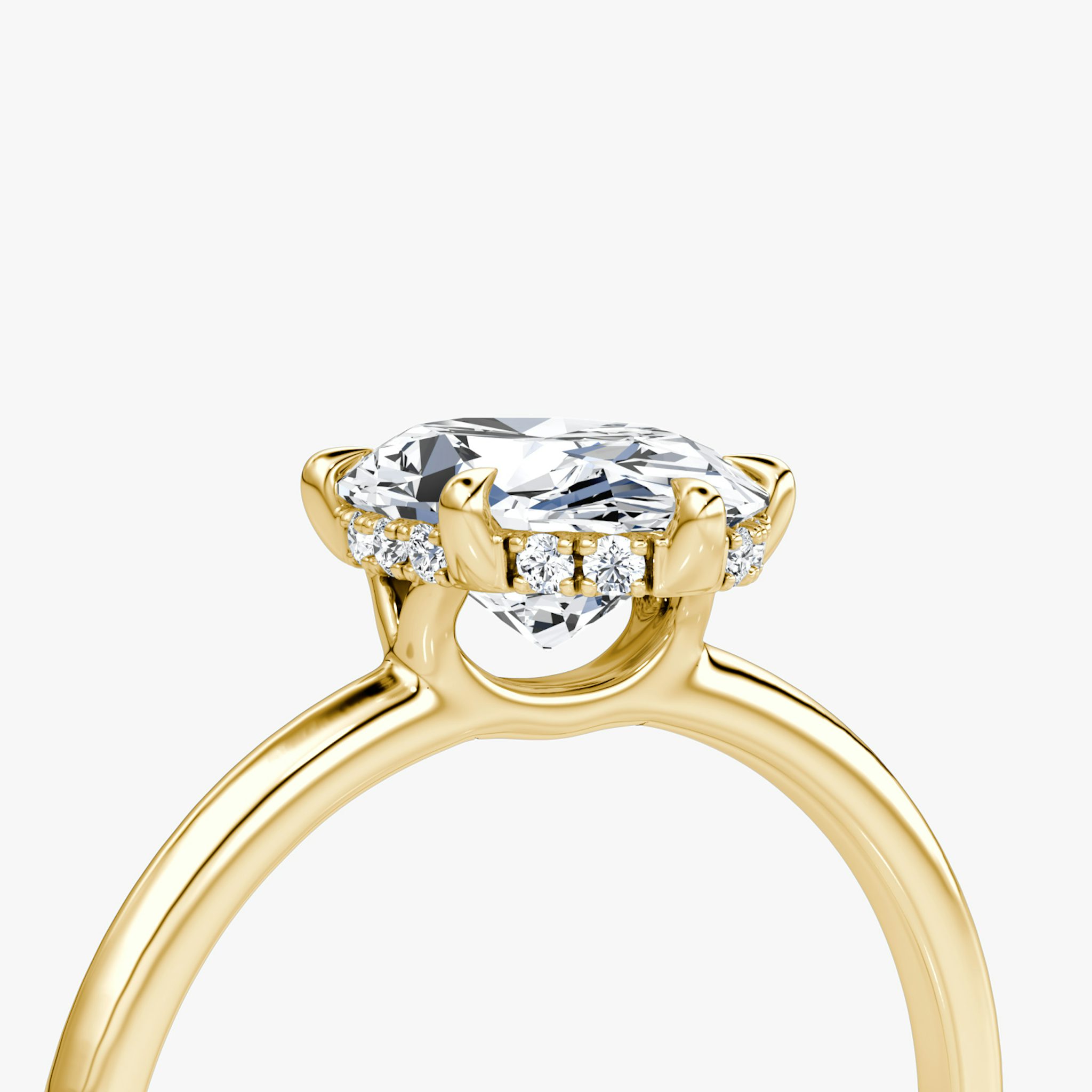 The Signature 6 Prong | Oval | 18k | Yellow Gold | bandAccent: Plain | bandWidth: standard | hiddenHalo: yes | diamondOrientation: vertical | caratWeight: other