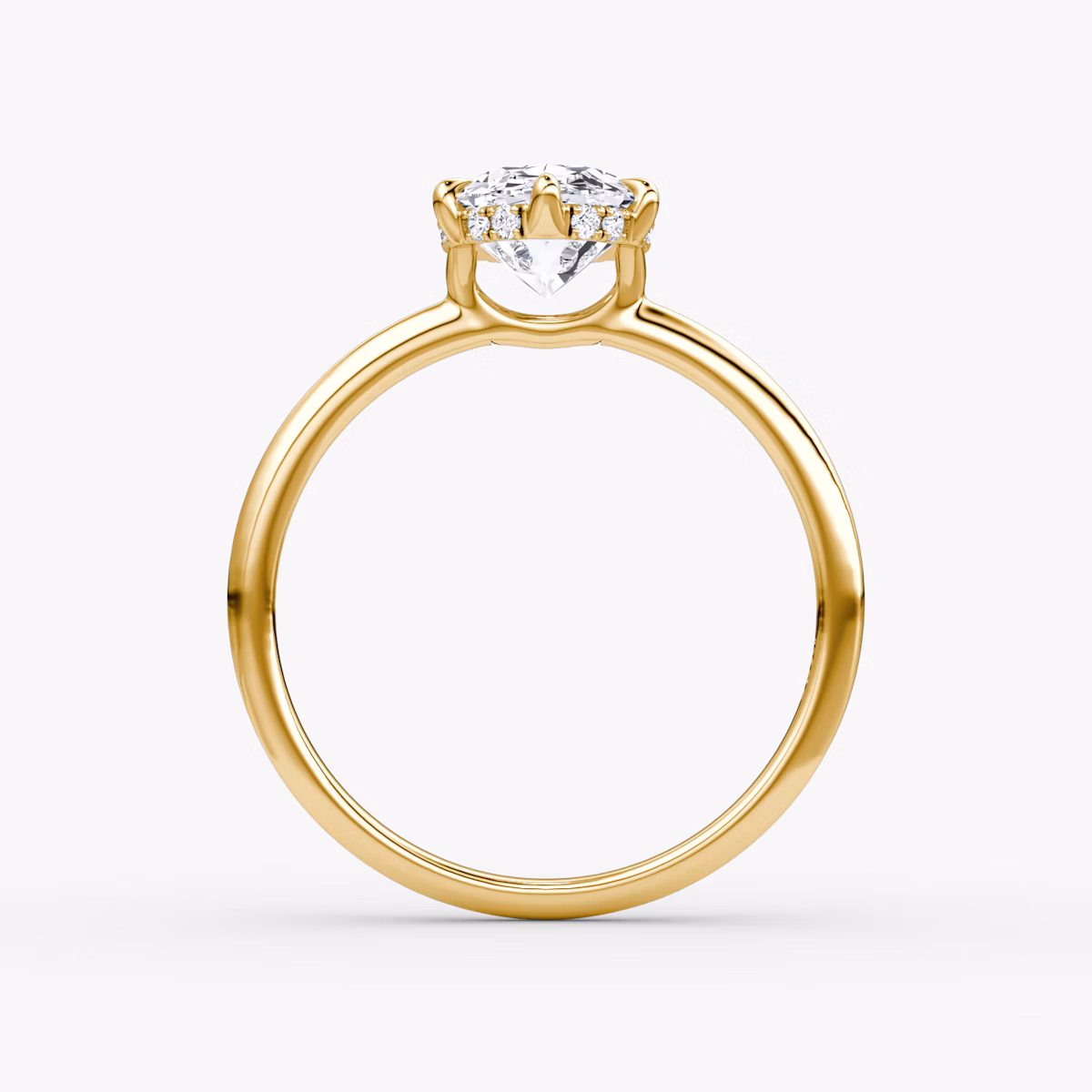 The Signature 6 Prong | Oval | 18k | Yellow Gold | bandAccent: Plain | bandWidth: standard | hiddenHalo: yes | diamondOrientation: vertical | caratWeight: other