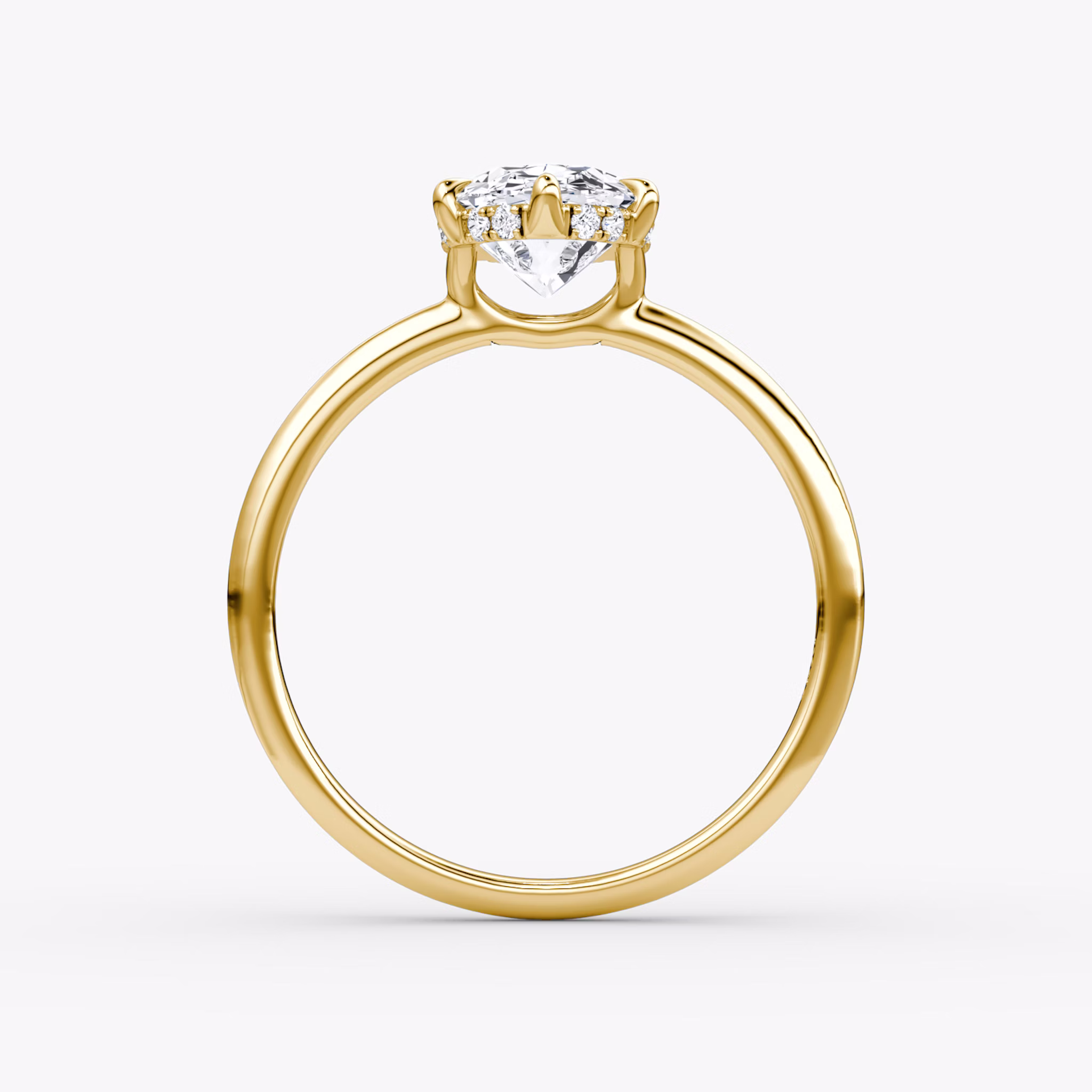 The Signature 6 Prong | Oval | 18k | Yellow Gold | bandAccent: Plain | bandWidth: standard | hiddenHalo: yes | diamondOrientation: vertical | caratWeight: other