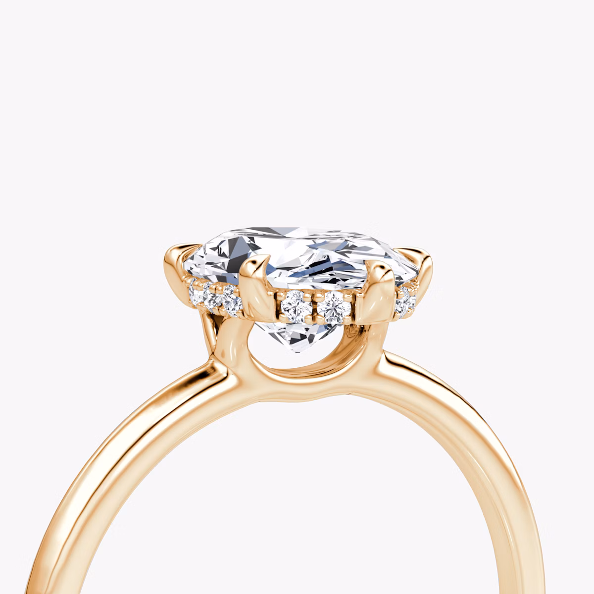 The Signature 6 Prong | Oval | 14k | Rose Gold | bandAccent: Plain | bandWidth: standard | hiddenHalo: yes | diamondOrientation: vertical | caratWeight: other