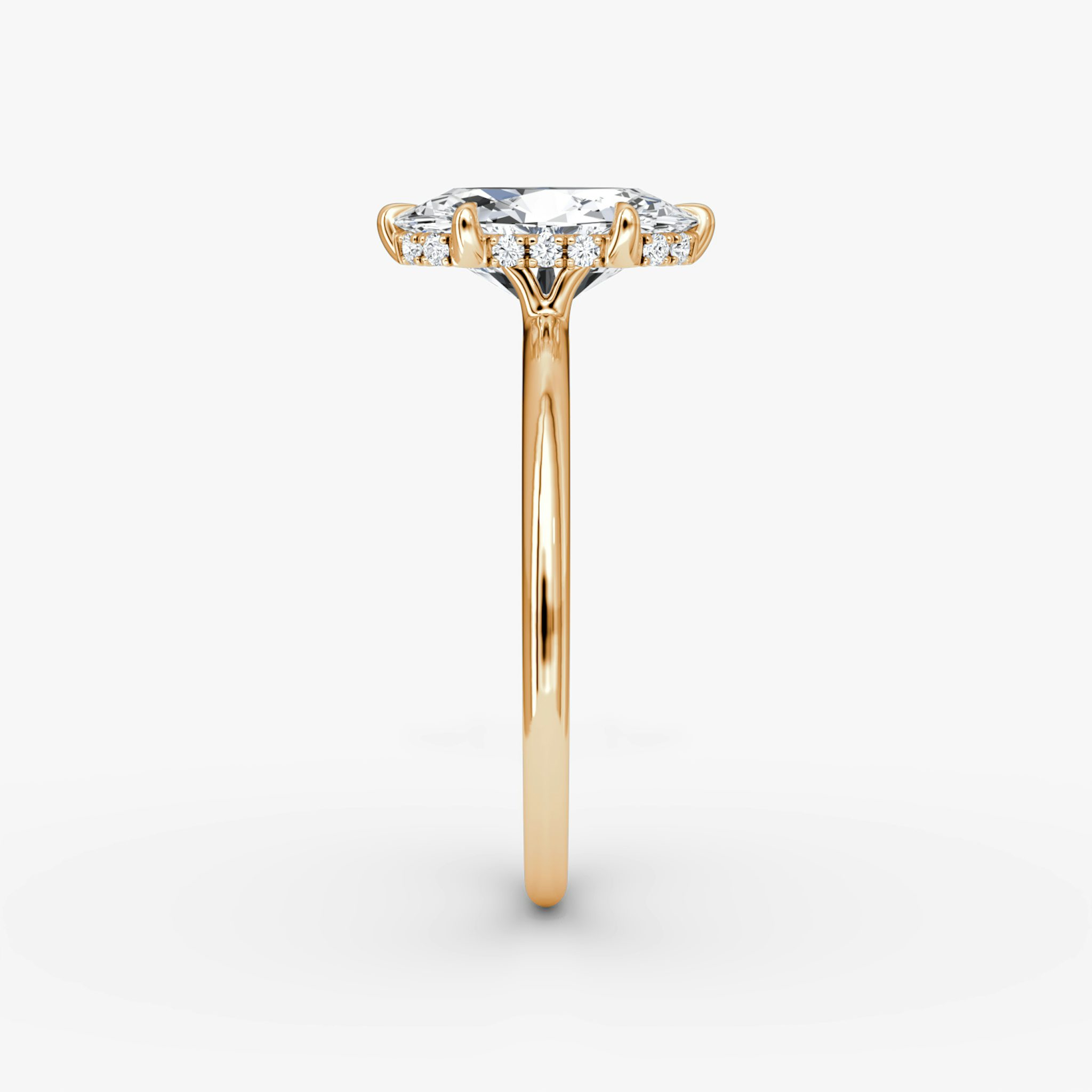The Signature 6 Prong | Oval | 14k | Rose Gold | bandAccent: Plain | bandWidth: standard | hiddenHalo: yes | diamondOrientation: vertical | caratWeight: other