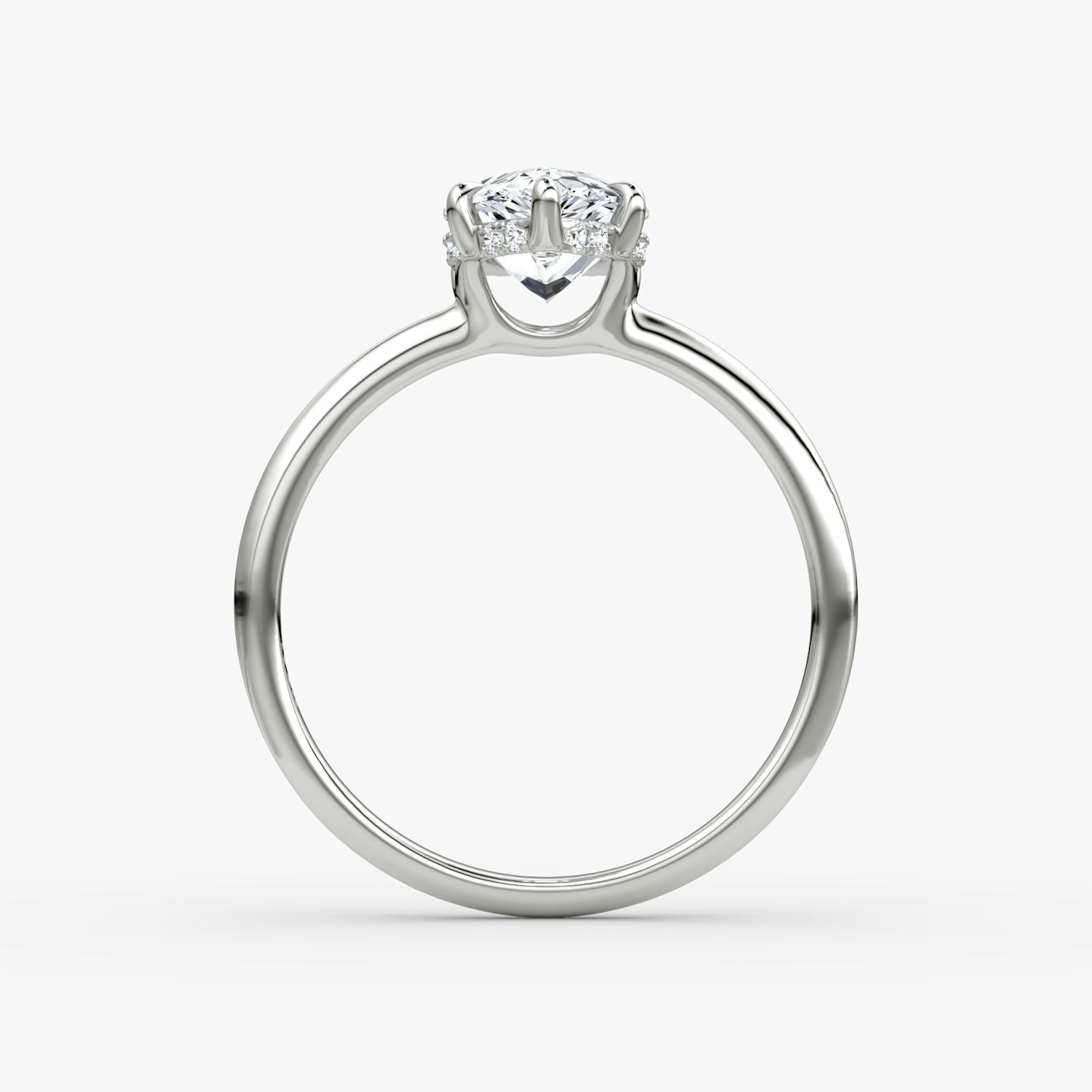 The Signature 6 Prong | Pear | Platinum | bandAccent: Plain | bandWidth: standard | hiddenHalo: yes | diamondOrientation: vertical | caratWeight: other
