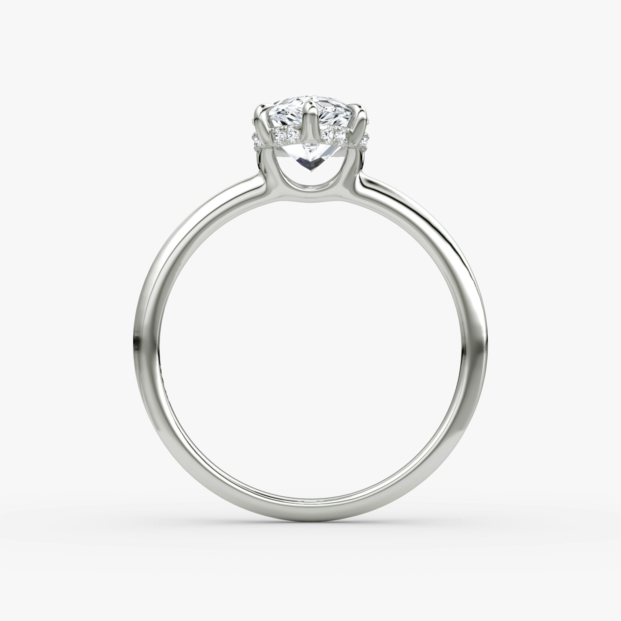 The Signature 6 Prong | Pear | 18k | White Gold | bandAccent: Plain | bandWidth: standard | hiddenHalo: yes | diamondOrientation: vertical | caratWeight: other