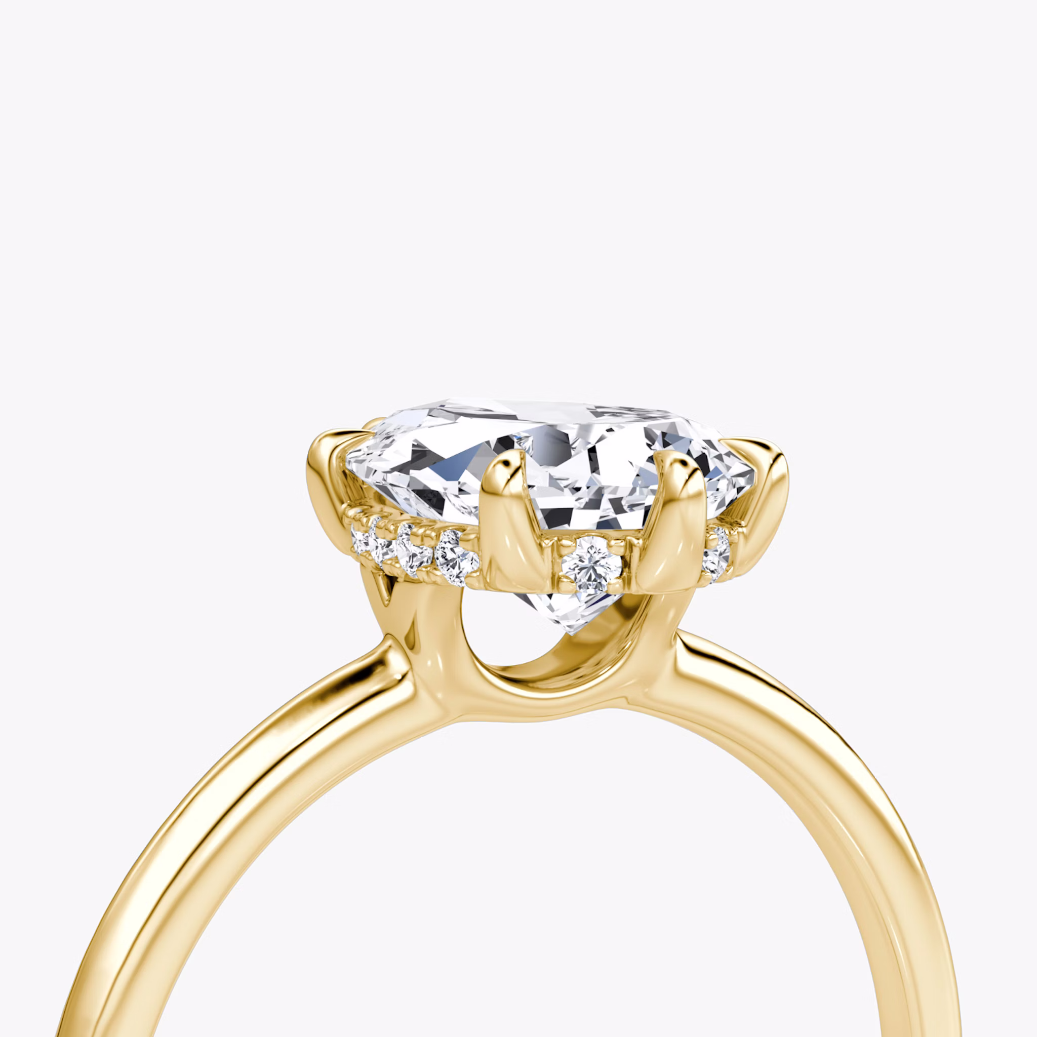 The Signature 6 Prong | Pear | 18k | Yellow Gold | bandAccent: Plain | bandWidth: standard | hiddenHalo: yes | diamondOrientation: vertical | caratWeight: other