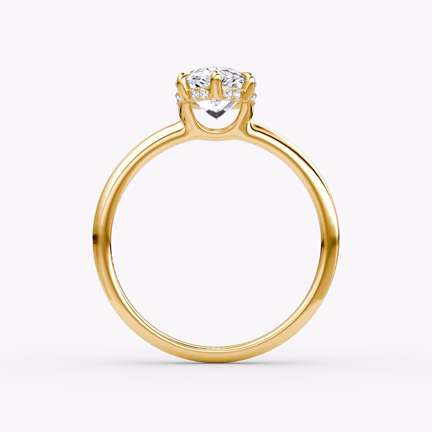 The Signature 6 Prong | Pear | 18k | Yellow Gold | bandAccent: Plain | bandWidth: standard | hiddenHalo: yes | diamondOrientation: vertical | caratWeight: other