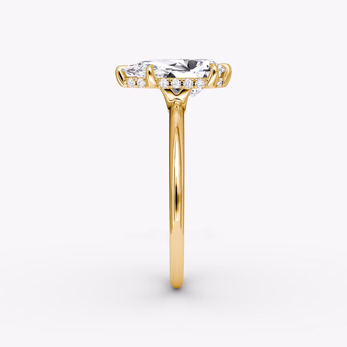The Signature 6 Prong | Pear | 18k | Yellow Gold | bandAccent: Plain | bandWidth: standard | hiddenHalo: yes | diamondOrientation: vertical | caratWeight: other