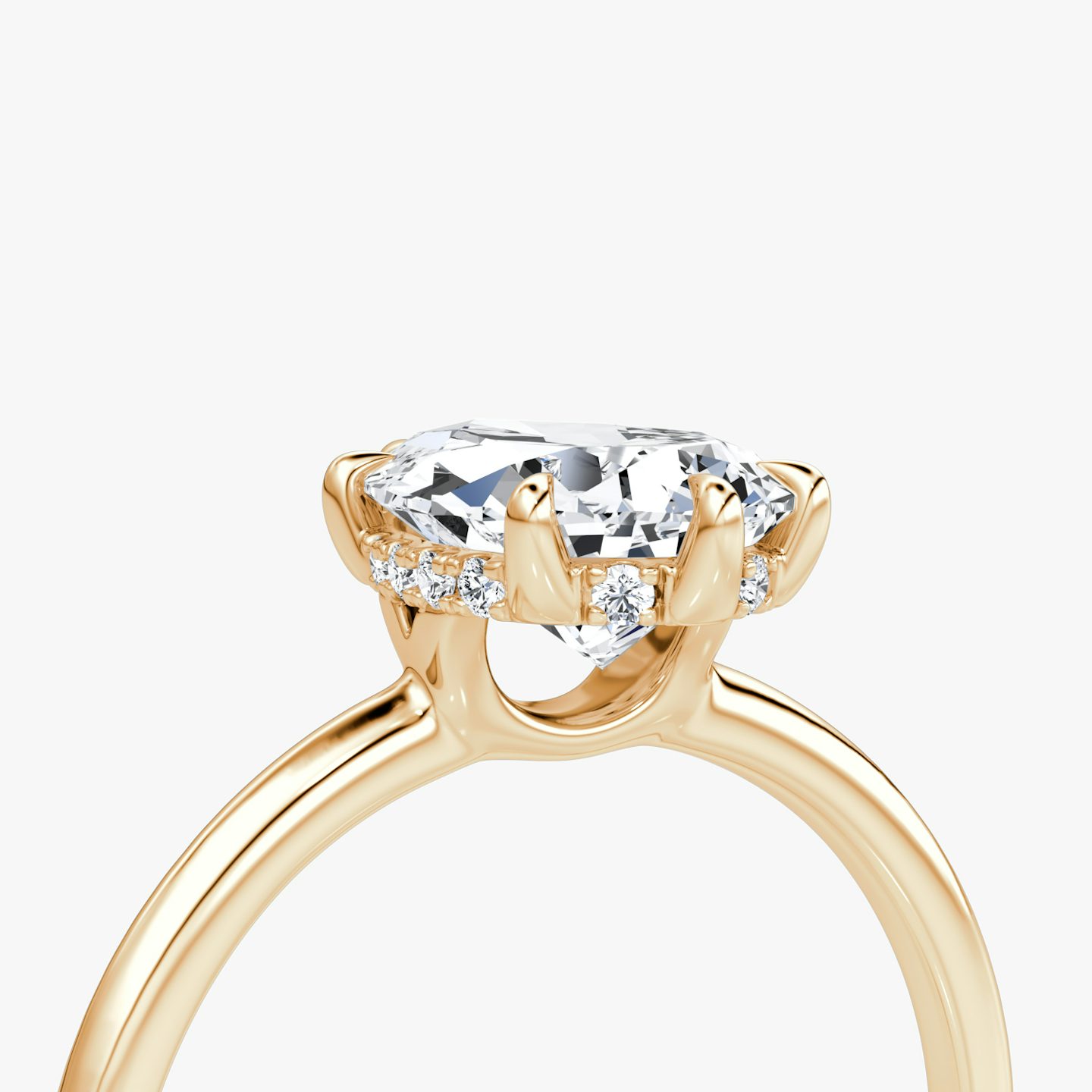 The Signature 6 Prong | Pear | 14k | Rose Gold | bandAccent: Plain | bandWidth: standard | hiddenHalo: yes | diamondOrientation: vertical | caratWeight: other