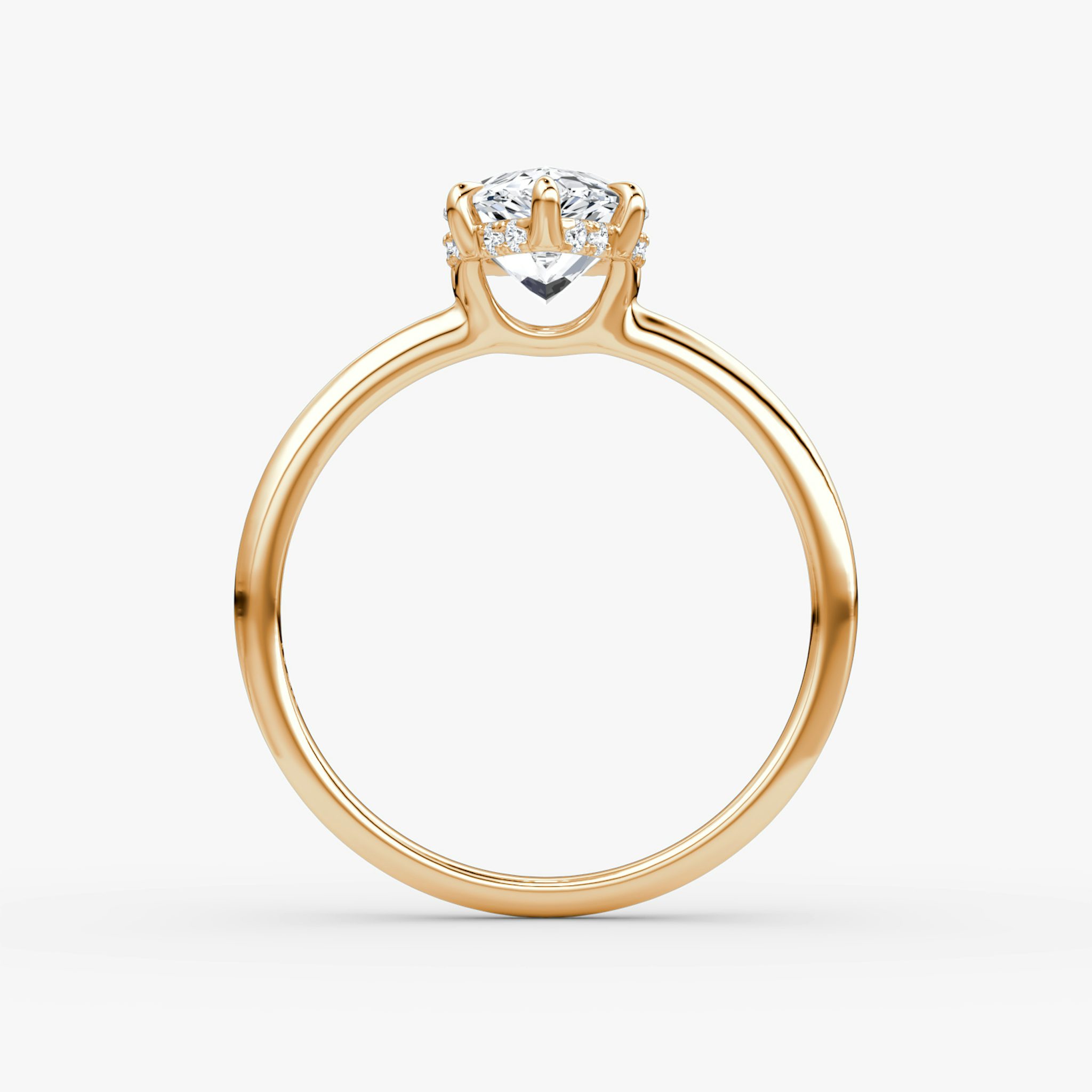The Signature 6 Prong | Pear | 14k | Rose Gold | bandAccent: Plain | bandWidth: standard | hiddenHalo: yes | diamondOrientation: vertical | caratWeight: other