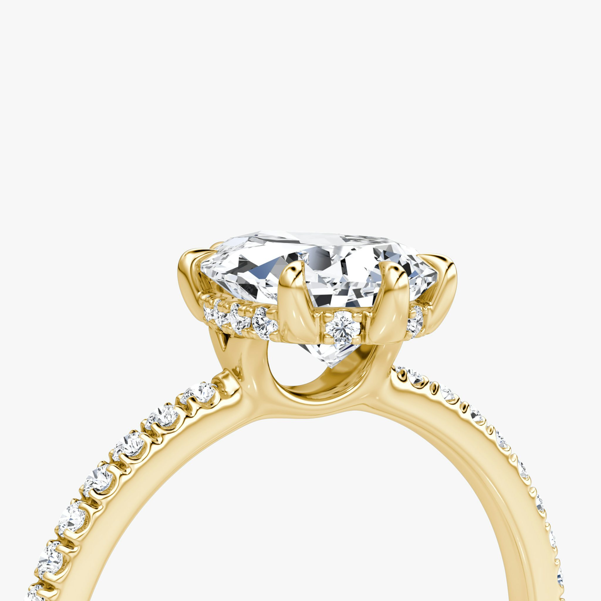 The Signature 6 Prong | Pear | 18k | Yellow Gold | bandAccent: Pavé | bandWidth: standard | hiddenHalo: yes | diamondOrientation: vertical | caratWeight: other