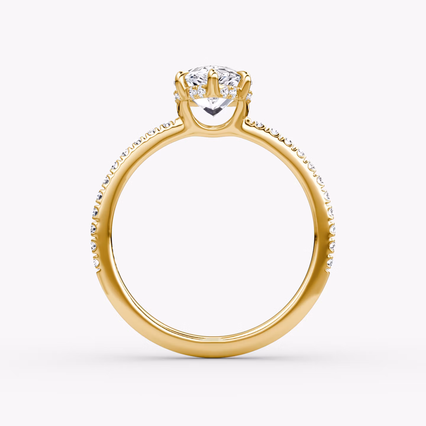 The Signature 6 Prong | Pear | 18k | Yellow Gold | bandAccent: Pavé | bandWidth: standard | hiddenHalo: yes | diamondOrientation: vertical | caratWeight: other