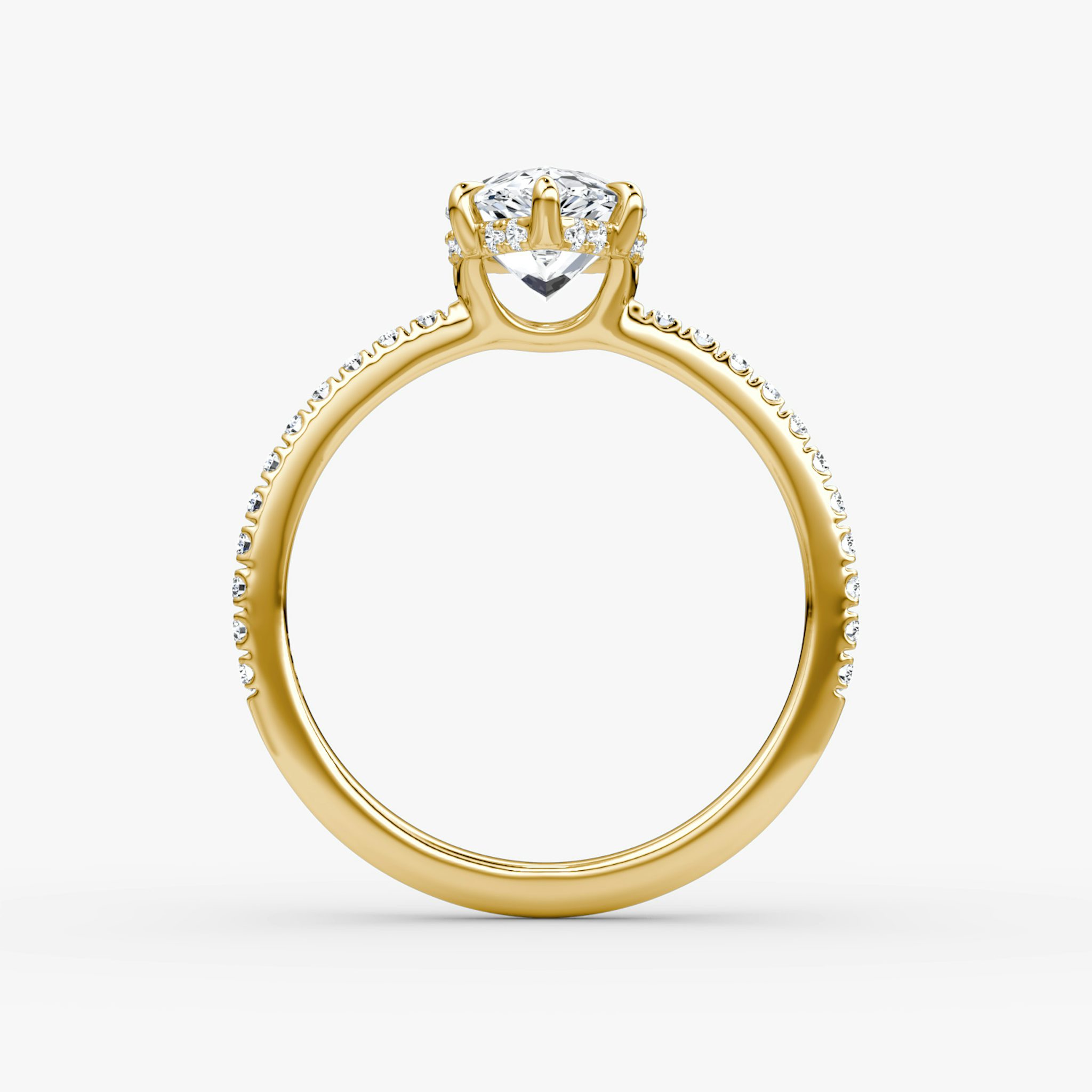 The Signature 6 Prong | Pear | 18k | Yellow Gold | bandAccent: Pavé | bandWidth: standard | hiddenHalo: yes | diamondOrientation: vertical | caratWeight: other