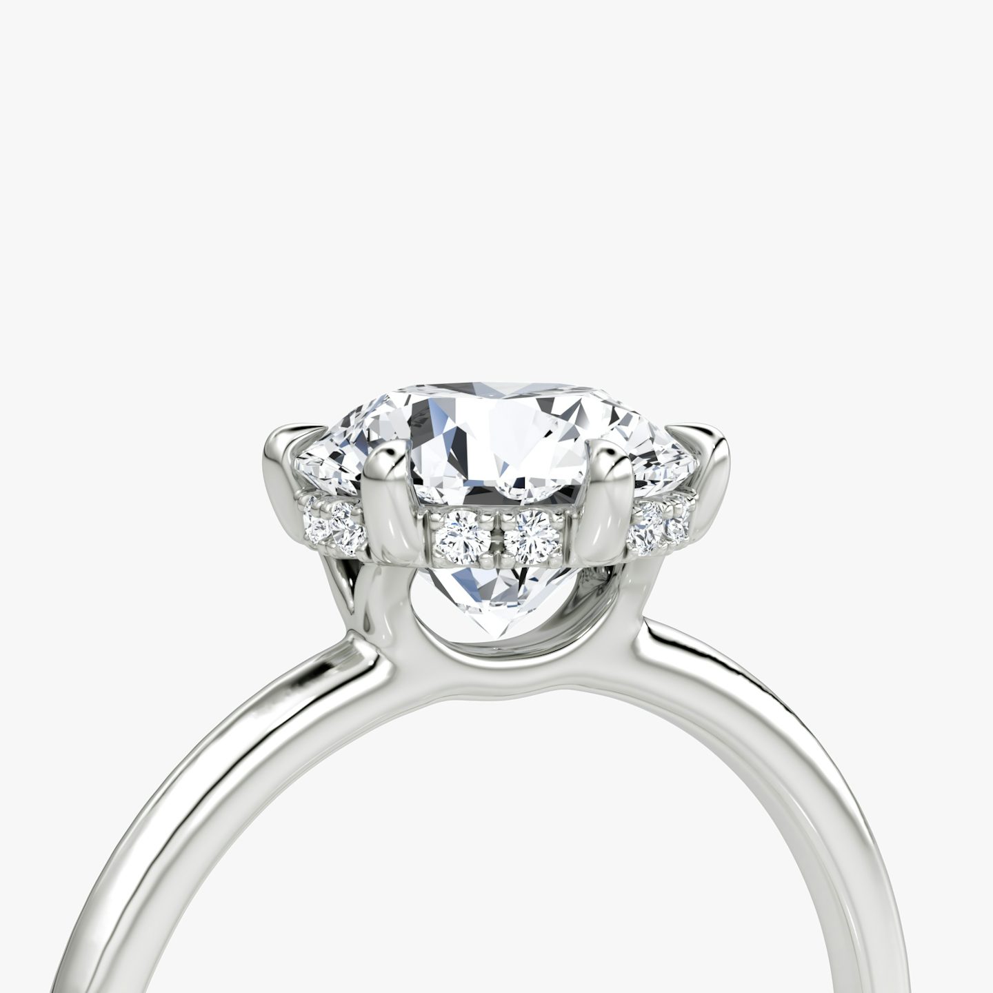 The Signature 6 Prong | Round Brilliant | 18k | White Gold | bandAccent: Plain | bandWidth: standard | caratWeight: 2.0ct | hiddenHalo: yes | diamondOrientation: vertical