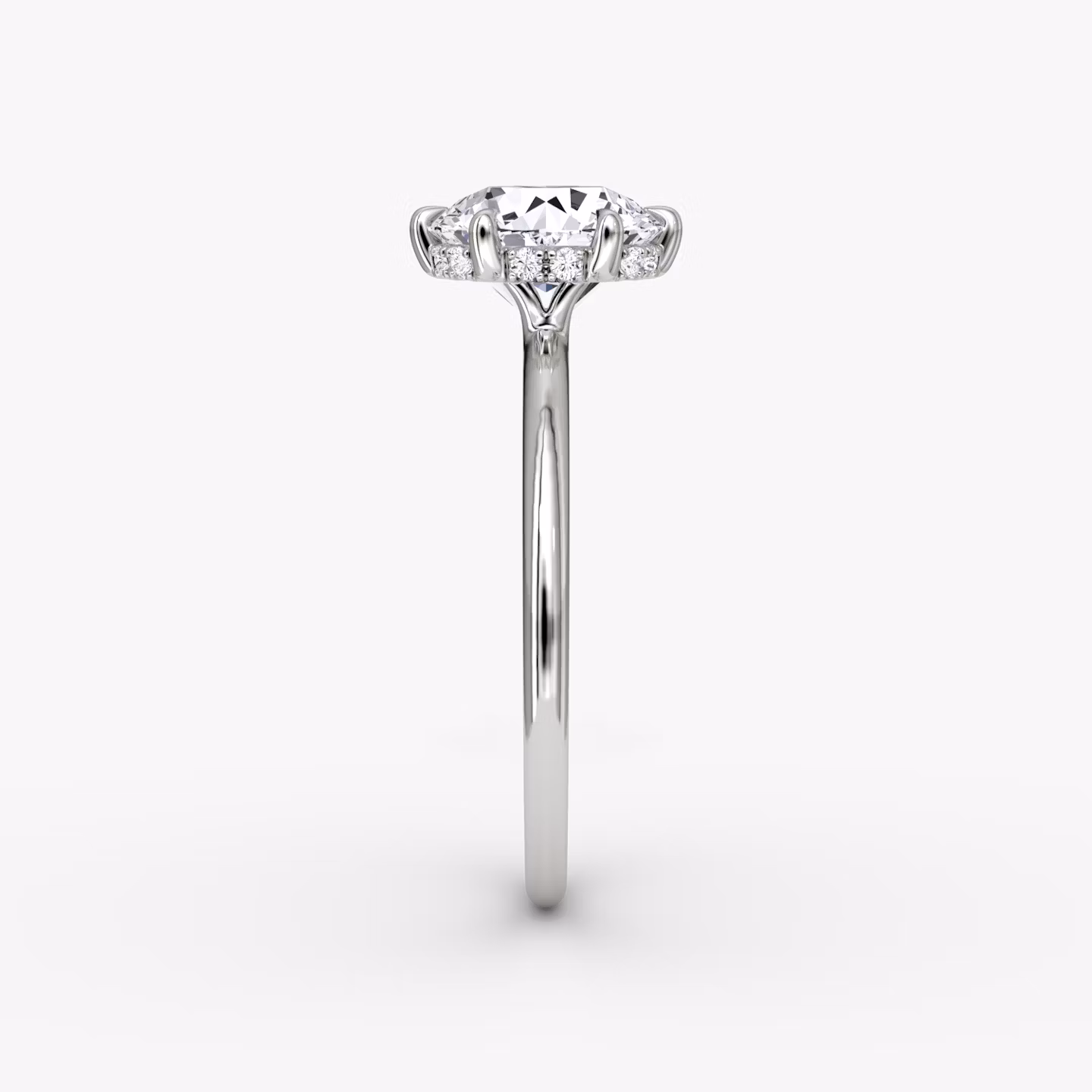 The Signature 6 Prong | Round Brilliant | 18k | White Gold | bandAccent: Plain | bandWidth: standard | caratWeight: 2.0ct | hiddenHalo: yes | diamondOrientation: vertical