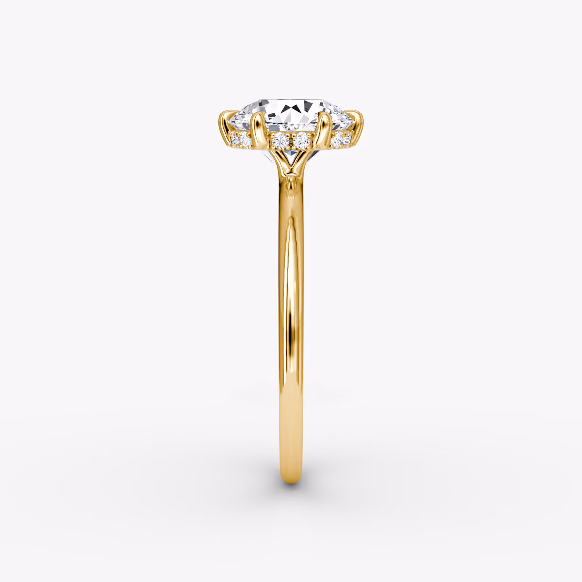 The Signature 6 Prong | Round Brilliant | 18k | Yellow Gold | bandAccent: Plain | bandWidth: standard | caratWeight: 1.5ct | hiddenHalo: yes | diamondOrientation: vertical