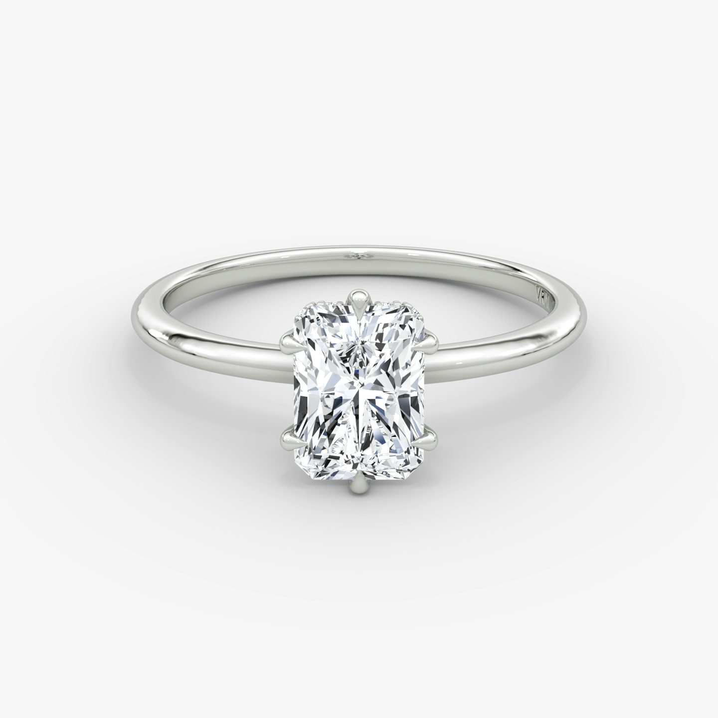 The Signature 6 Prong | Radiant | Platinum | bandAccent: Plain | bandWidth: standard | hiddenHalo: yes | diamondOrientation: vertical | caratWeight: other