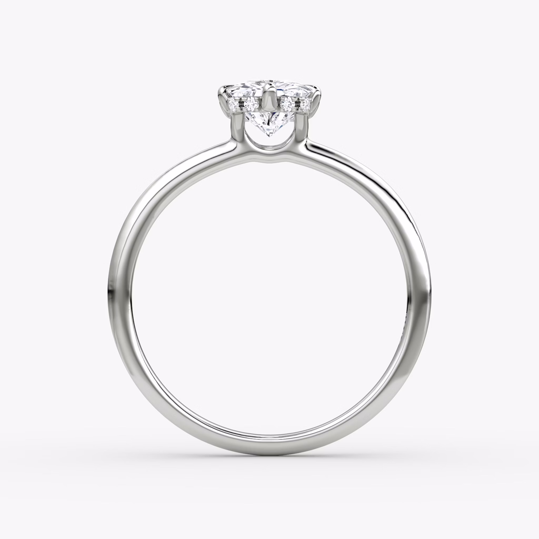 The Signature 6 Prong | Radiant | 18k | White Gold | bandAccent: Plain | bandWidth: standard | hiddenHalo: yes | diamondOrientation: vertical | caratWeight: other