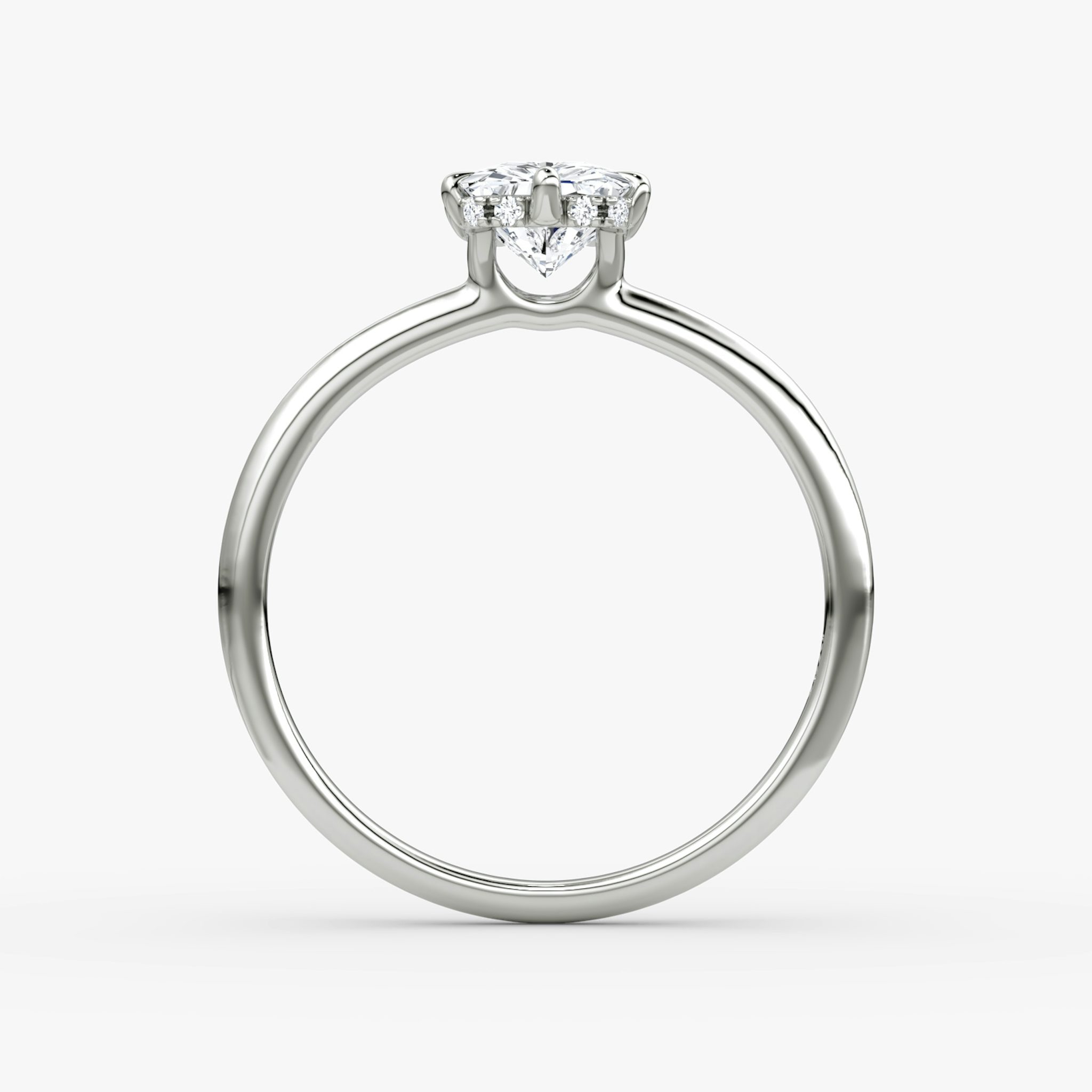 The Signature 6 Prong | Radiant | 18k | White Gold | bandAccent: Plain | bandWidth: standard | hiddenHalo: yes | diamondOrientation: vertical | caratWeight: other