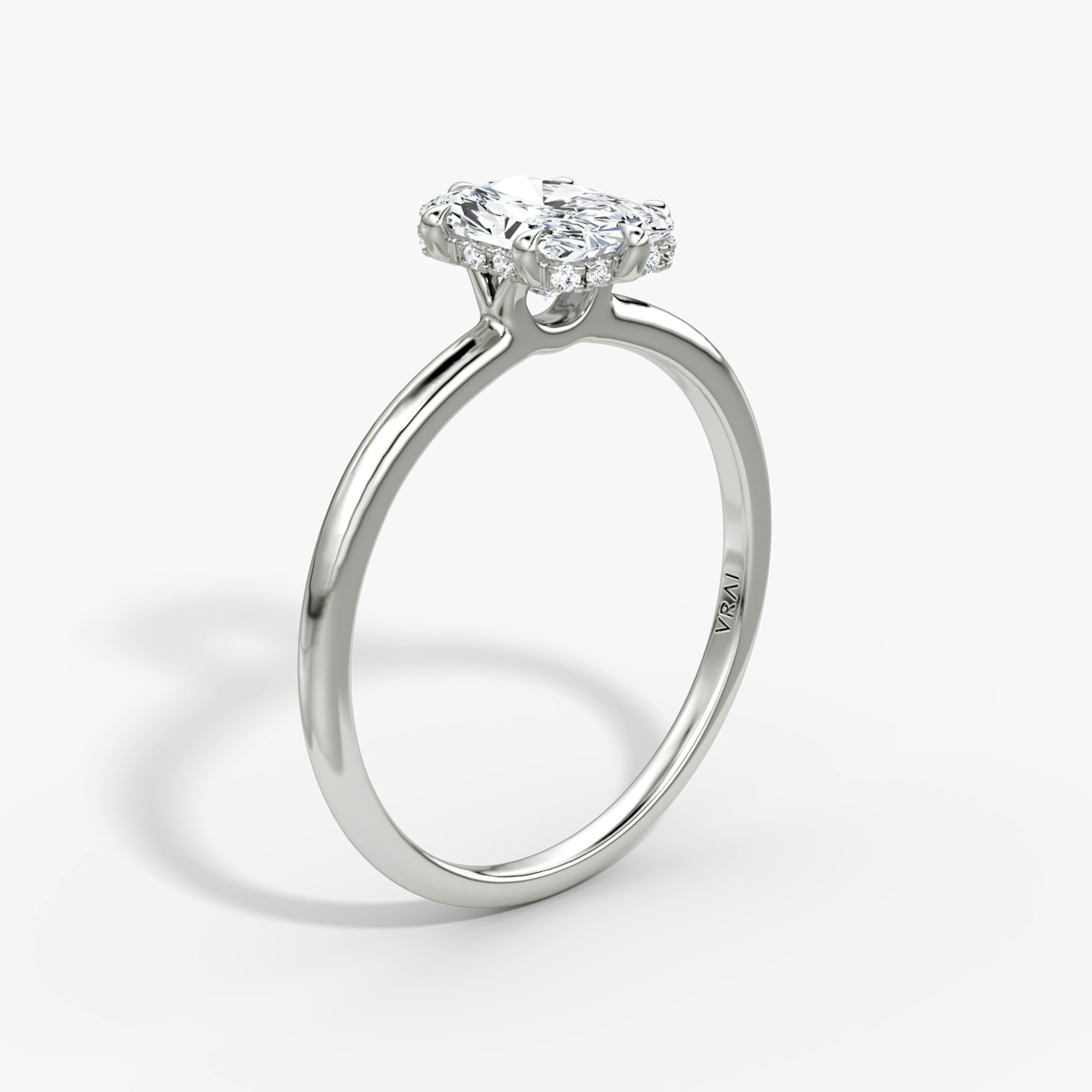 The Signature 6 Prong | Radiant | Platinum | bandAccent: Plain | bandWidth: standard | hiddenHalo: yes | diamondOrientation: vertical | caratWeight: other