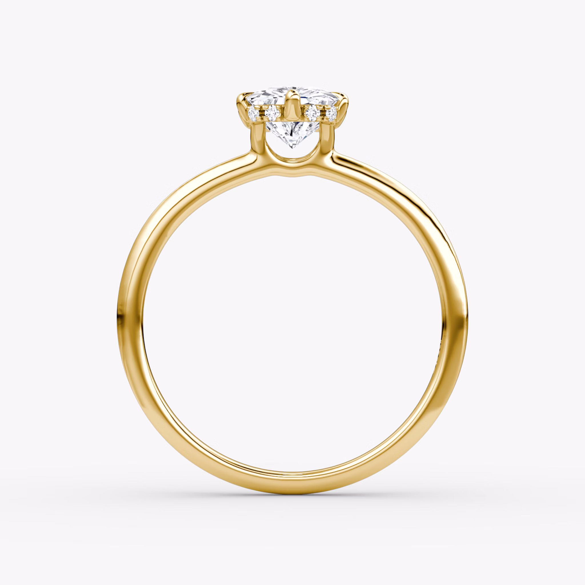 The Signature 6 Prong | Radiant | 18k | Yellow Gold | bandAccent: Plain | bandWidth: standard | hiddenHalo: yes | diamondOrientation: vertical | caratWeight: other