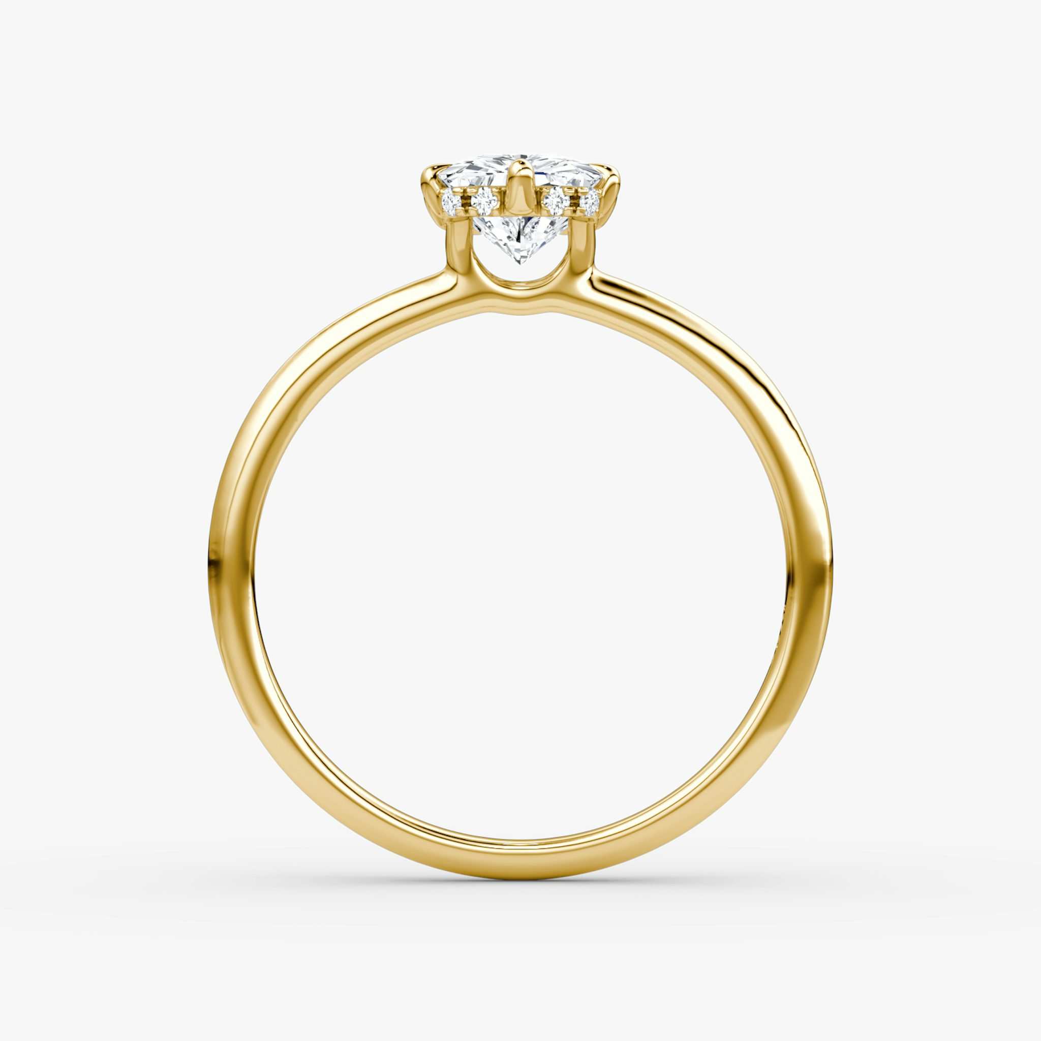 The Signature 6 Prong | Radiant | 18k | Yellow Gold | bandAccent: Plain | bandWidth: standard | hiddenHalo: yes | diamondOrientation: vertical | caratWeight: other
