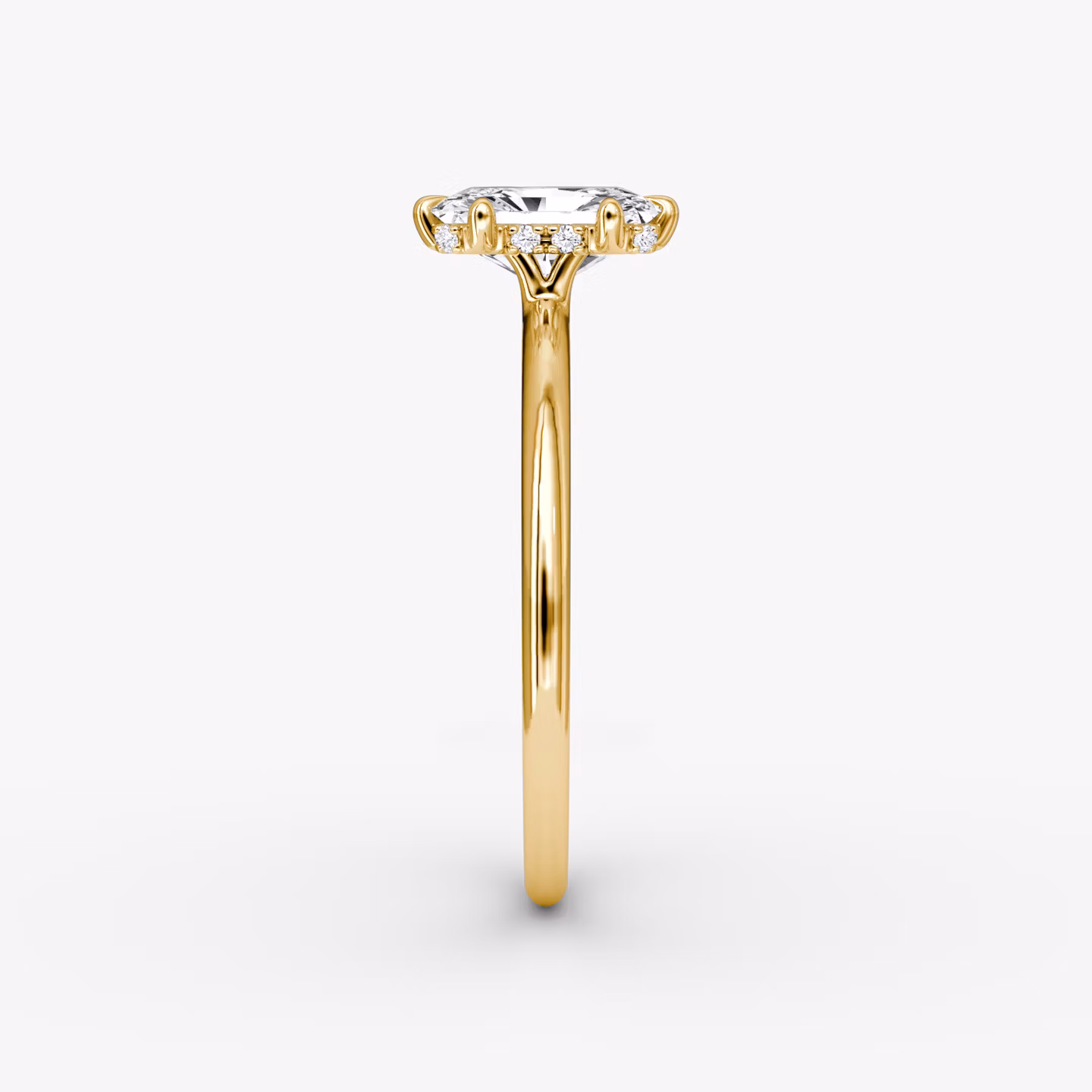 The Signature 6 Prong | Radiant | 18k | Yellow Gold | bandAccent: Plain | bandWidth: standard | hiddenHalo: yes | diamondOrientation: vertical | caratWeight: other