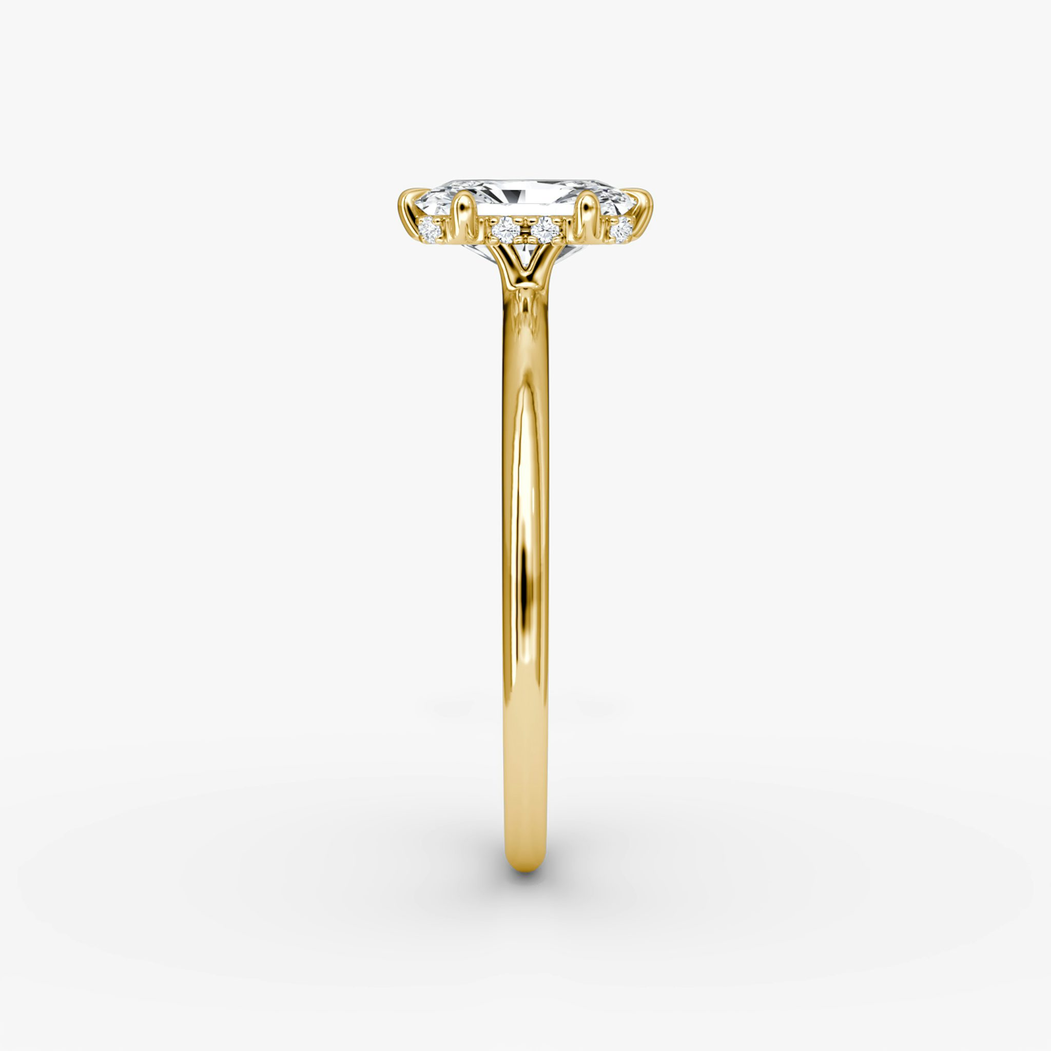 The Signature 6 Prong | Radiant | 18k | Yellow Gold | bandAccent: Plain | bandWidth: standard | hiddenHalo: yes | diamondOrientation: vertical | caratWeight: other