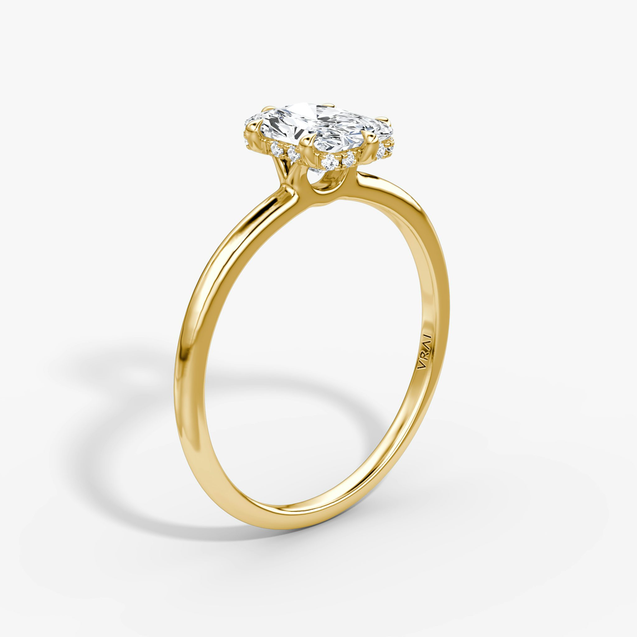 The Signature 6 Prong | Radiant | 18k | Yellow Gold | bandAccent: Plain | bandWidth: standard | hiddenHalo: yes | diamondOrientation: vertical | caratWeight: other