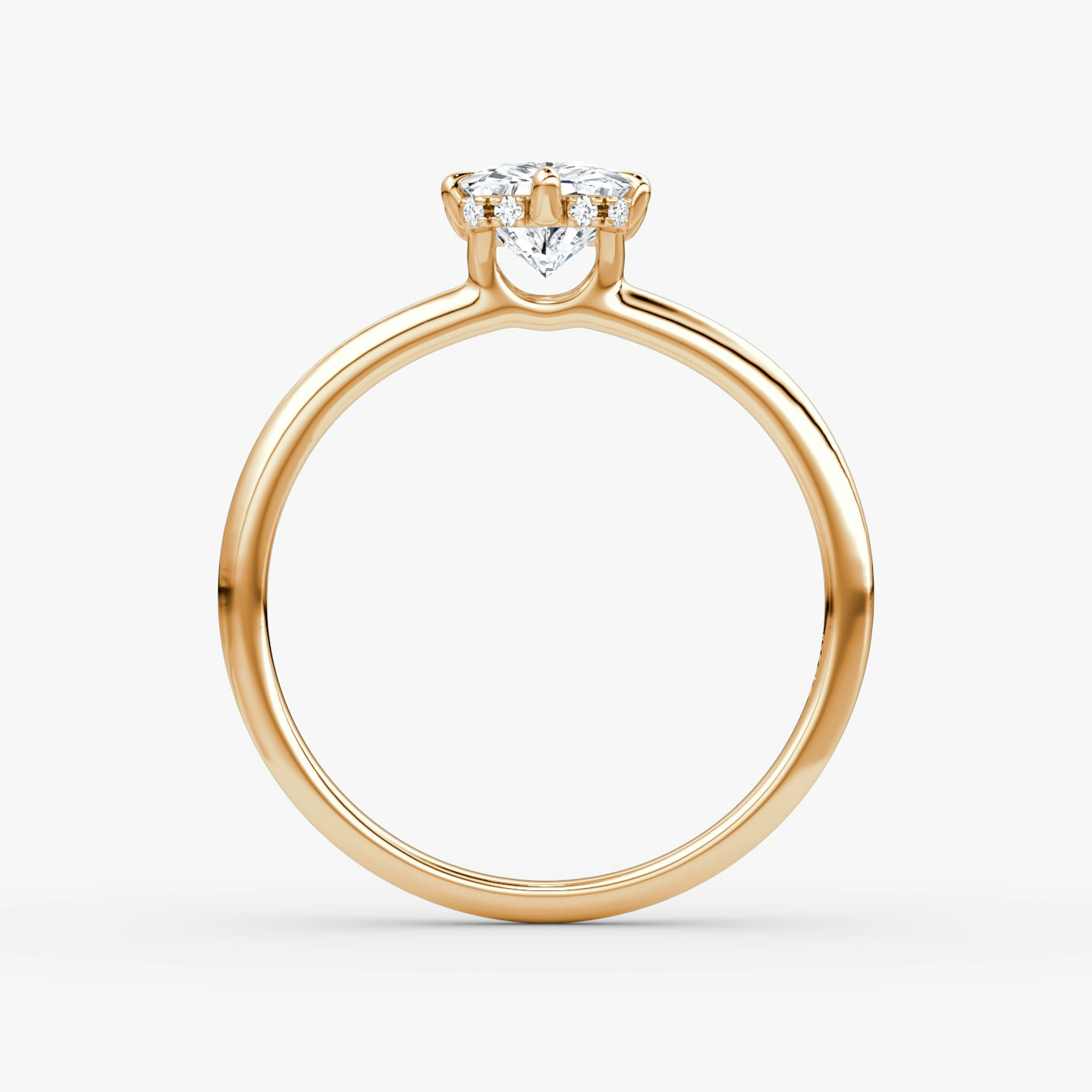 The Signature 6 Prong | Radiant | 14k | Rose Gold | bandAccent: Plain | bandWidth: standard | hiddenHalo: yes | diamondOrientation: vertical | caratWeight: other