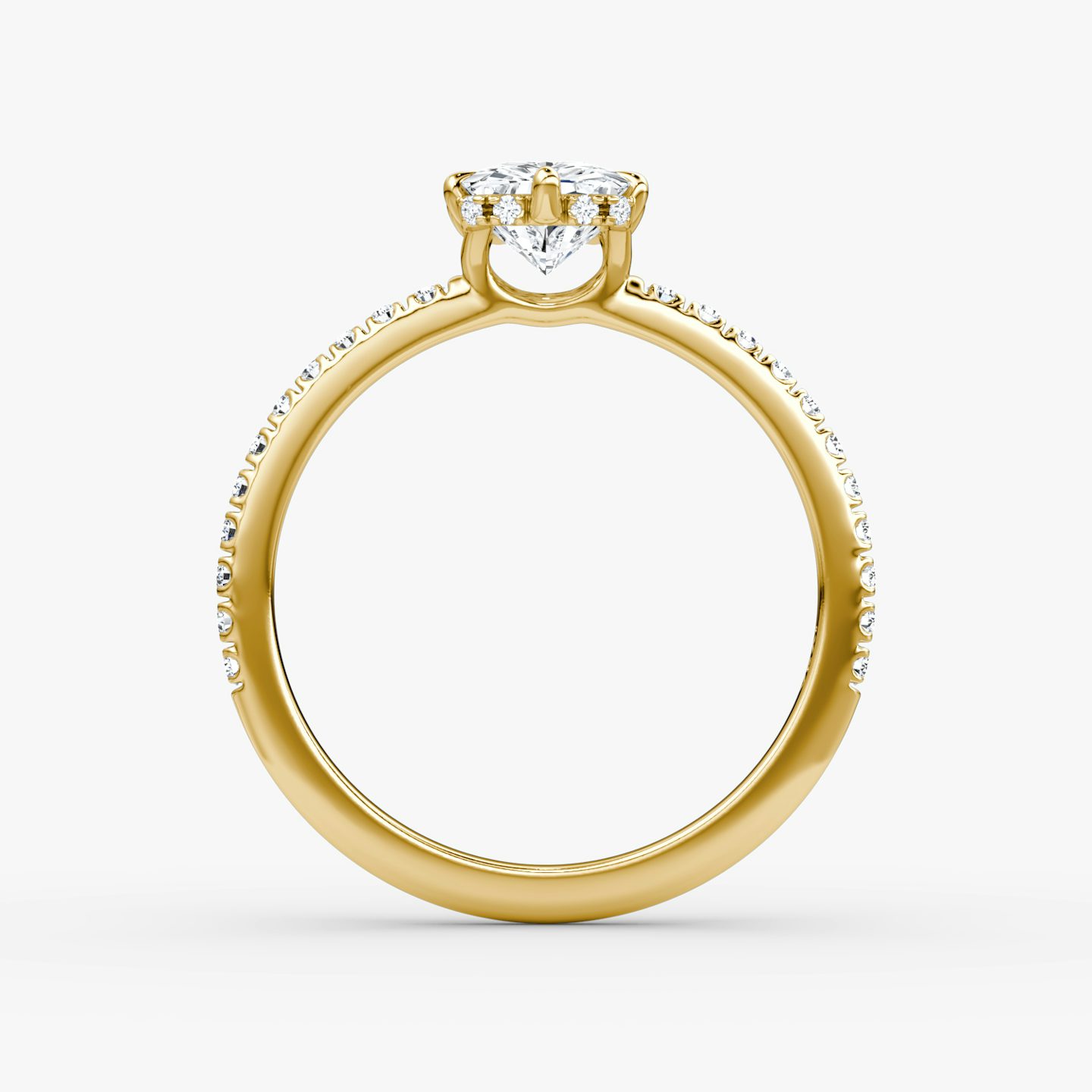 The Signature 6 Prong | Radiant | 18k | Yellow Gold | bandAccent: Pavé | bandWidth: standard | hiddenHalo: yes | diamondOrientation: vertical | caratWeight: other