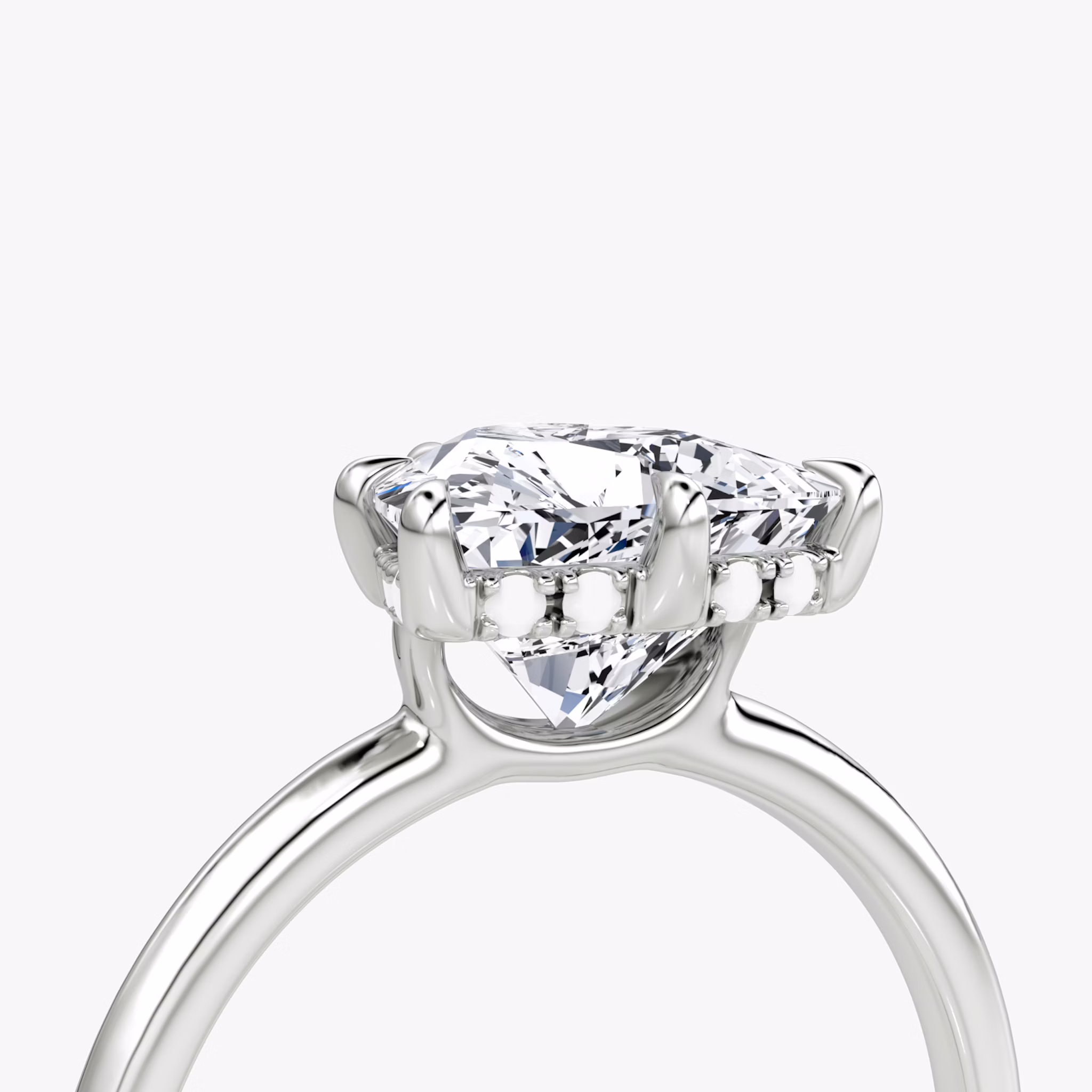The Signature 6 Prong | Trillion | Platinum | bandAccent: Plain | bandWidth: standard | hiddenHalo: yes | diamondOrientation: vertical | caratWeight: other