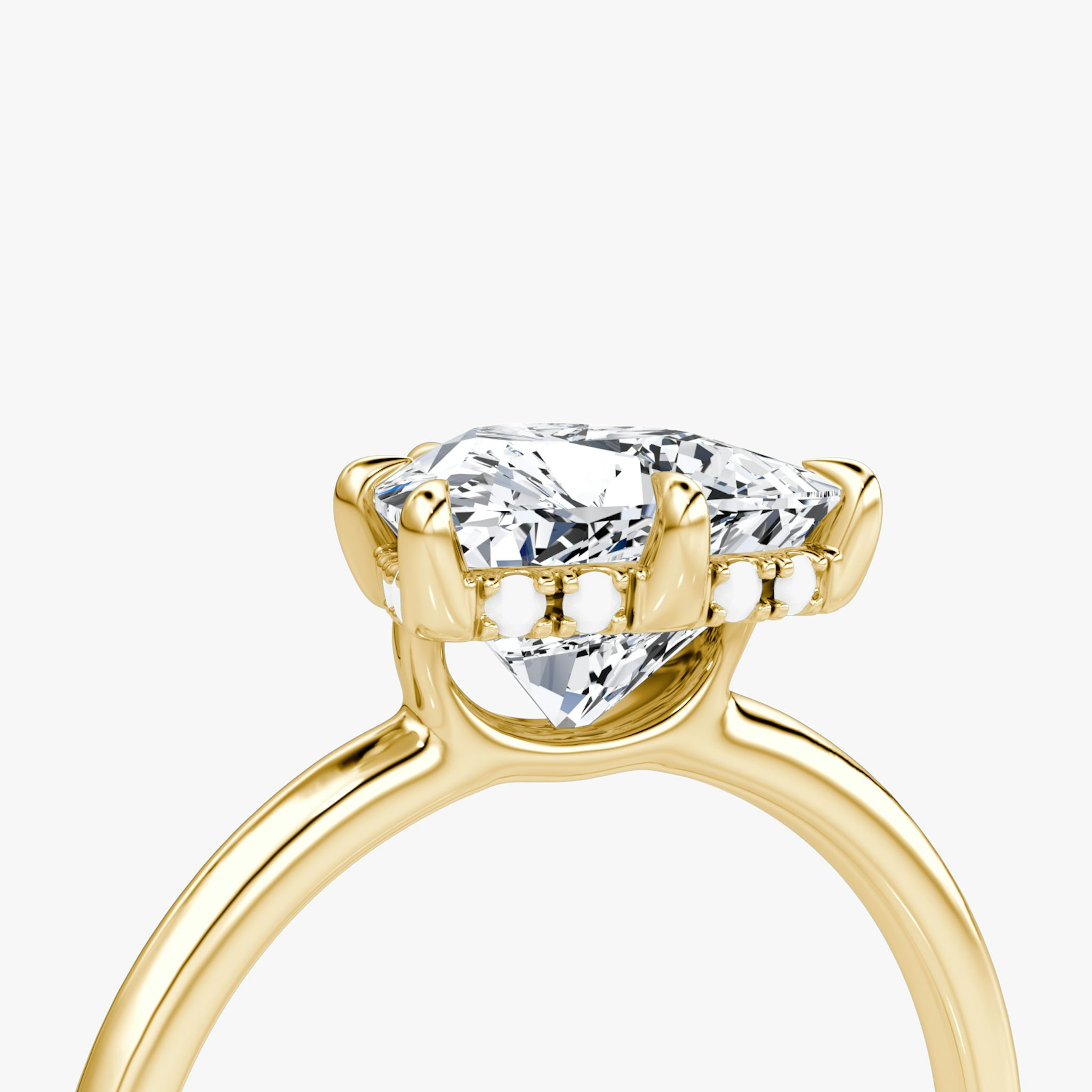 The Signature 6 Prong | Trillion | 18k | Yellow Gold | bandAccent: Plain | bandWidth: standard | hiddenHalo: yes | diamondOrientation: vertical | caratWeight: other